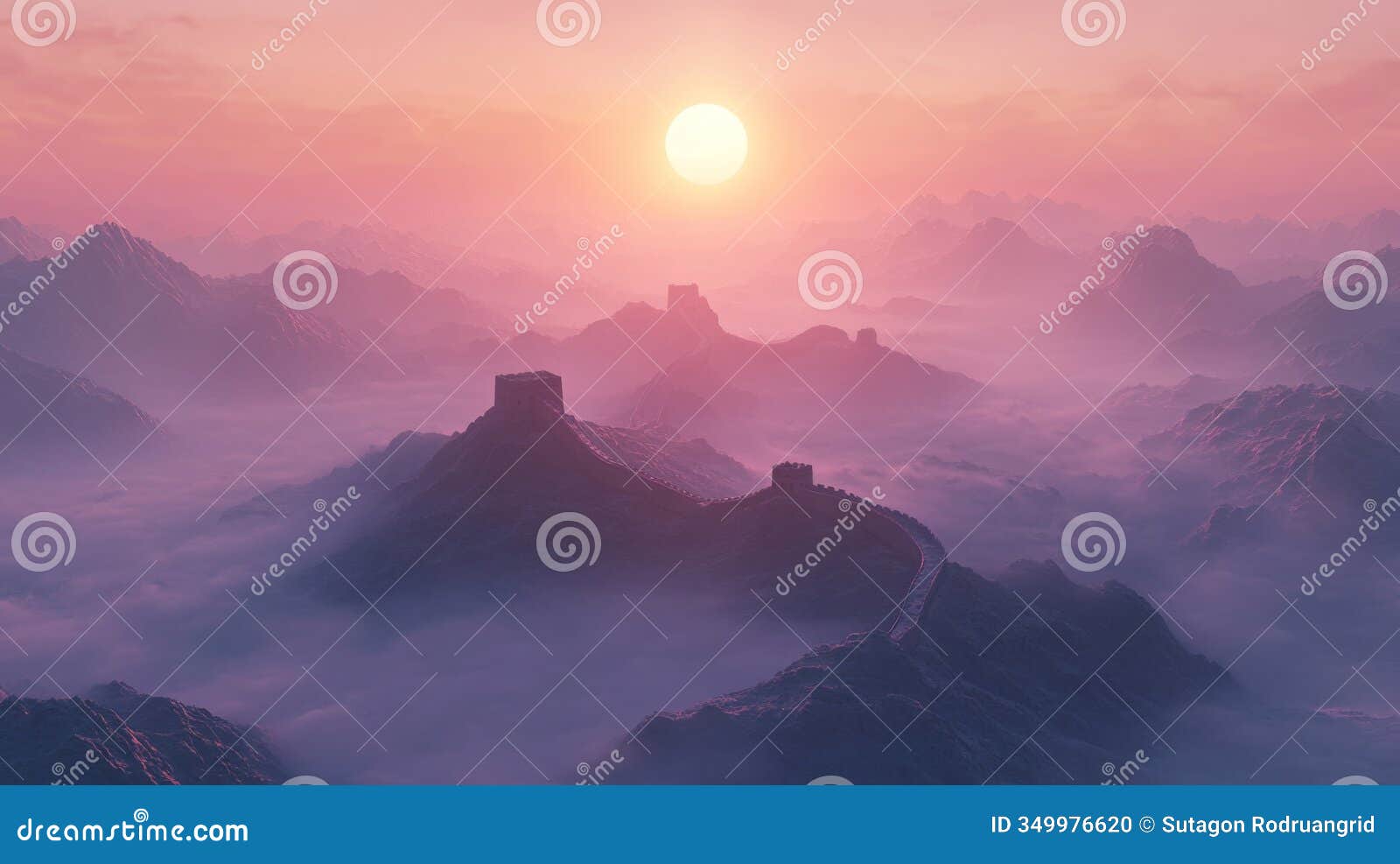 serene sunset view of great wall, majestic and awe inspiring