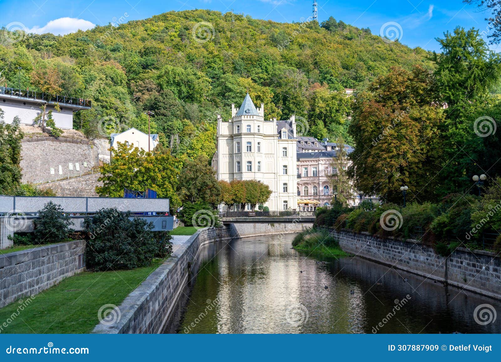 elegant riverside architecture in karlovy vary, czechia