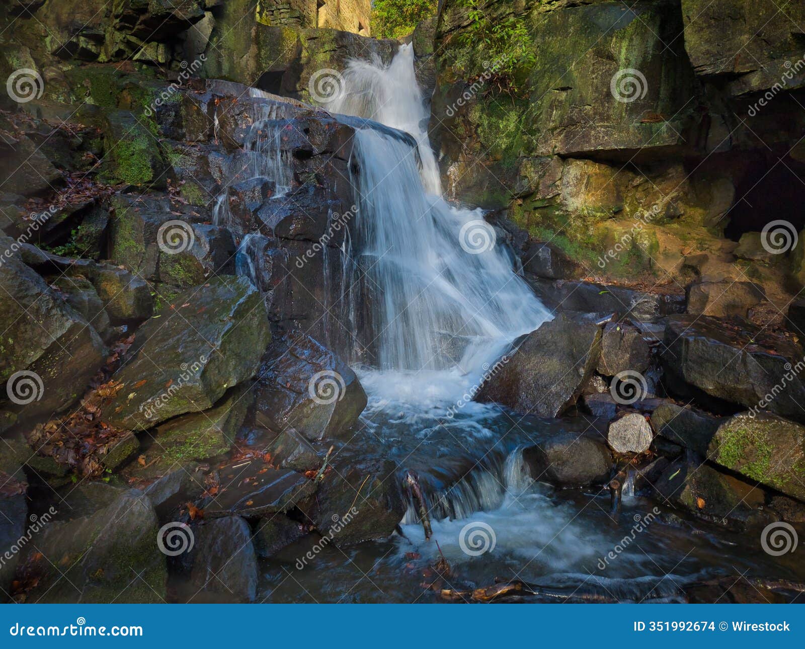 serene waterfall in forest