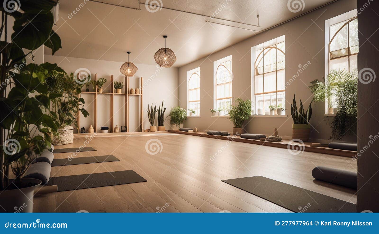Yoga studio designed with aloe vera elements, featuring natural materials,  soft lighting, and a serene ambiance that encourages mindfulness and  holistic well-being. Generative Ai 30592277 Stock Photo at Vecteezy