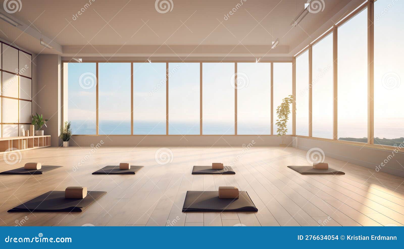 Serene Yoga Studio with Minimalist Interior Design and Sweeping