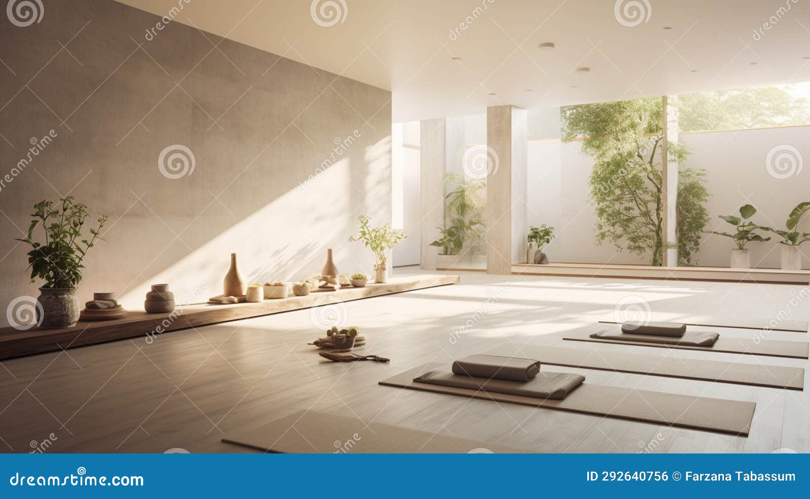 A Serene Yoga Studio with Plain Walls HD Minimalistic Aesthetic Mockup Wall  Stock Illustration - Illustration of room, wall: 292640756