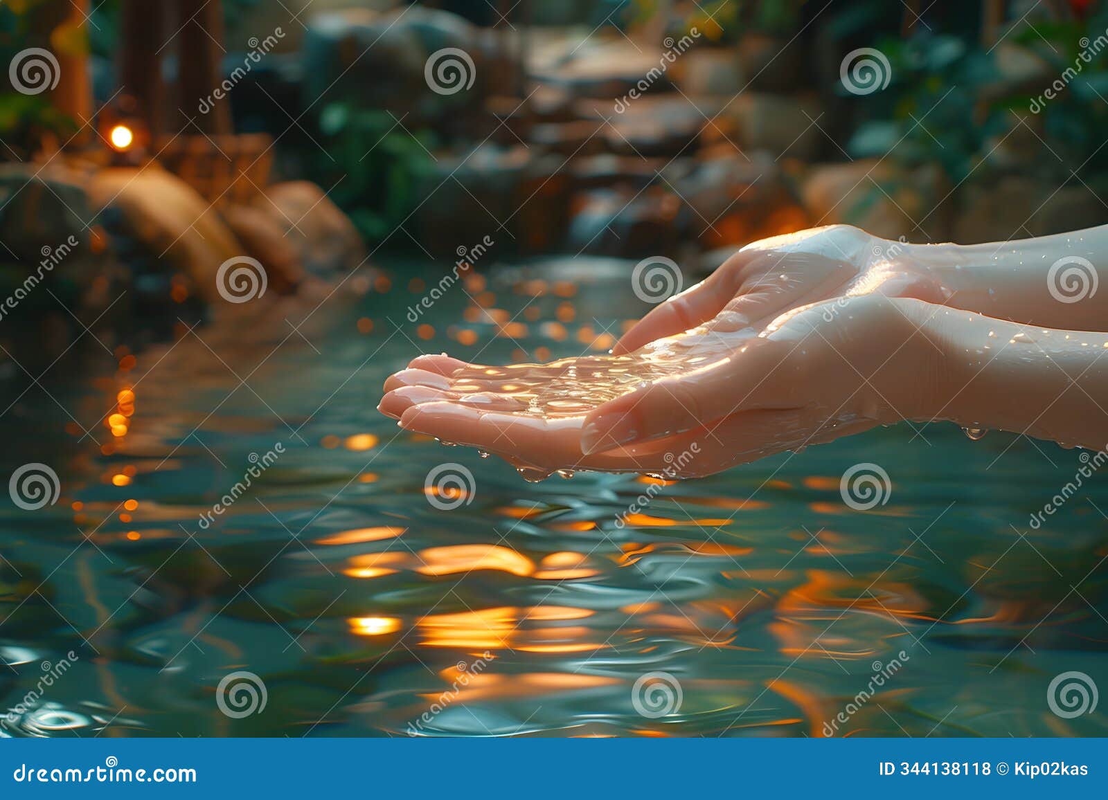 serene zen reflection by a water pool in nature's sanctuary generative ai