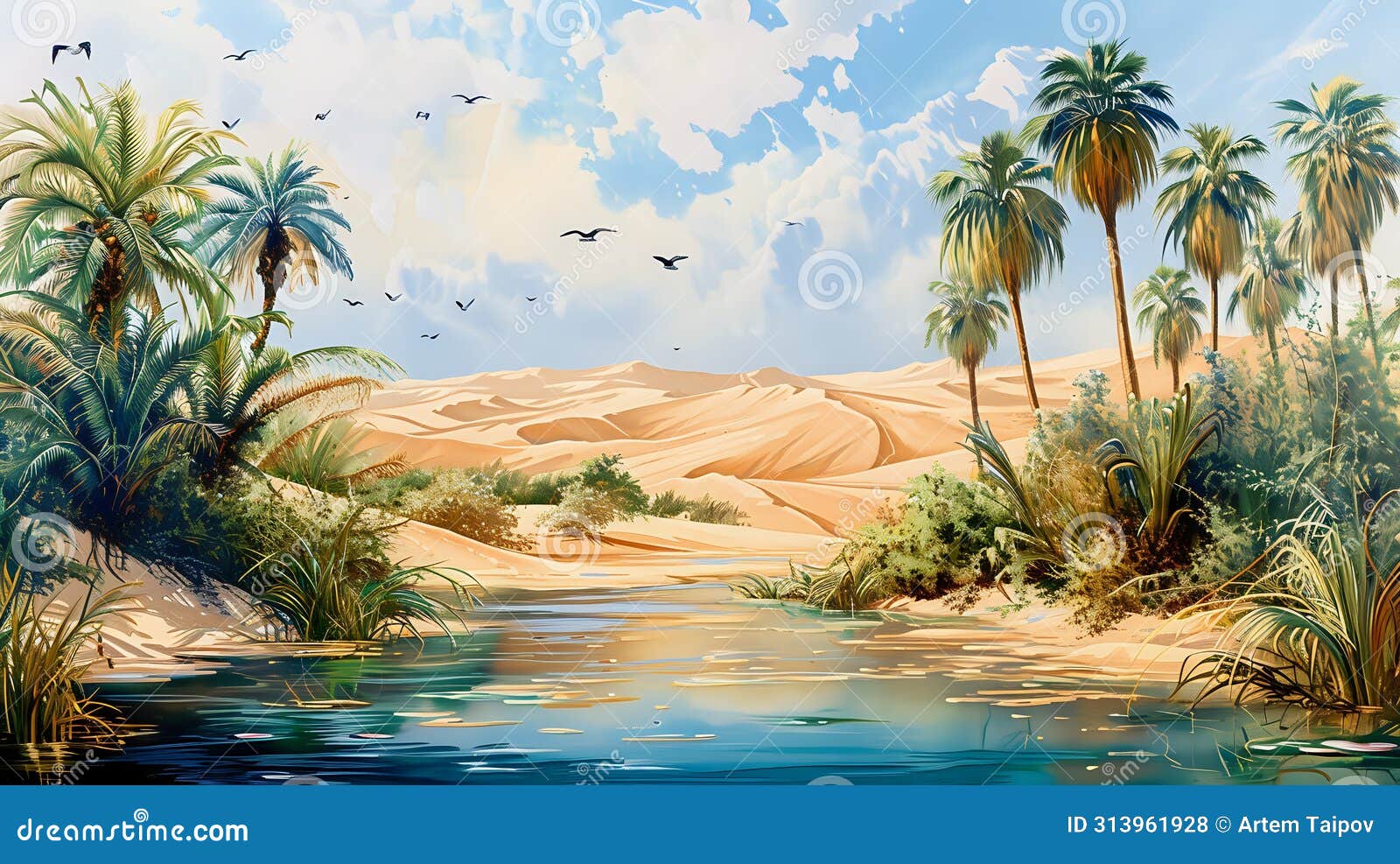 serenity in the desert oasis./n