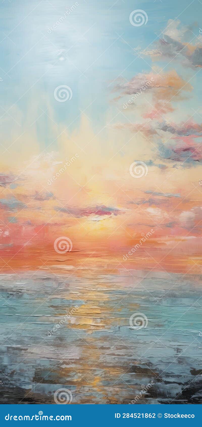 serenity of an ocean sunset: dreamy impressionist landscape painting