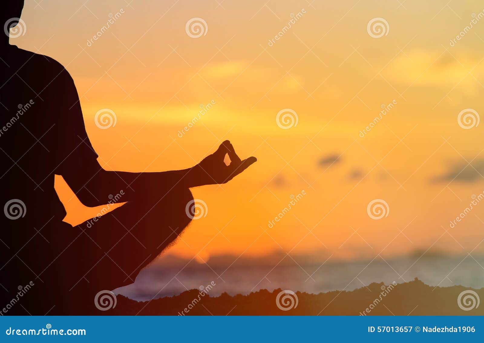 serenity and yoga practicing at sunset