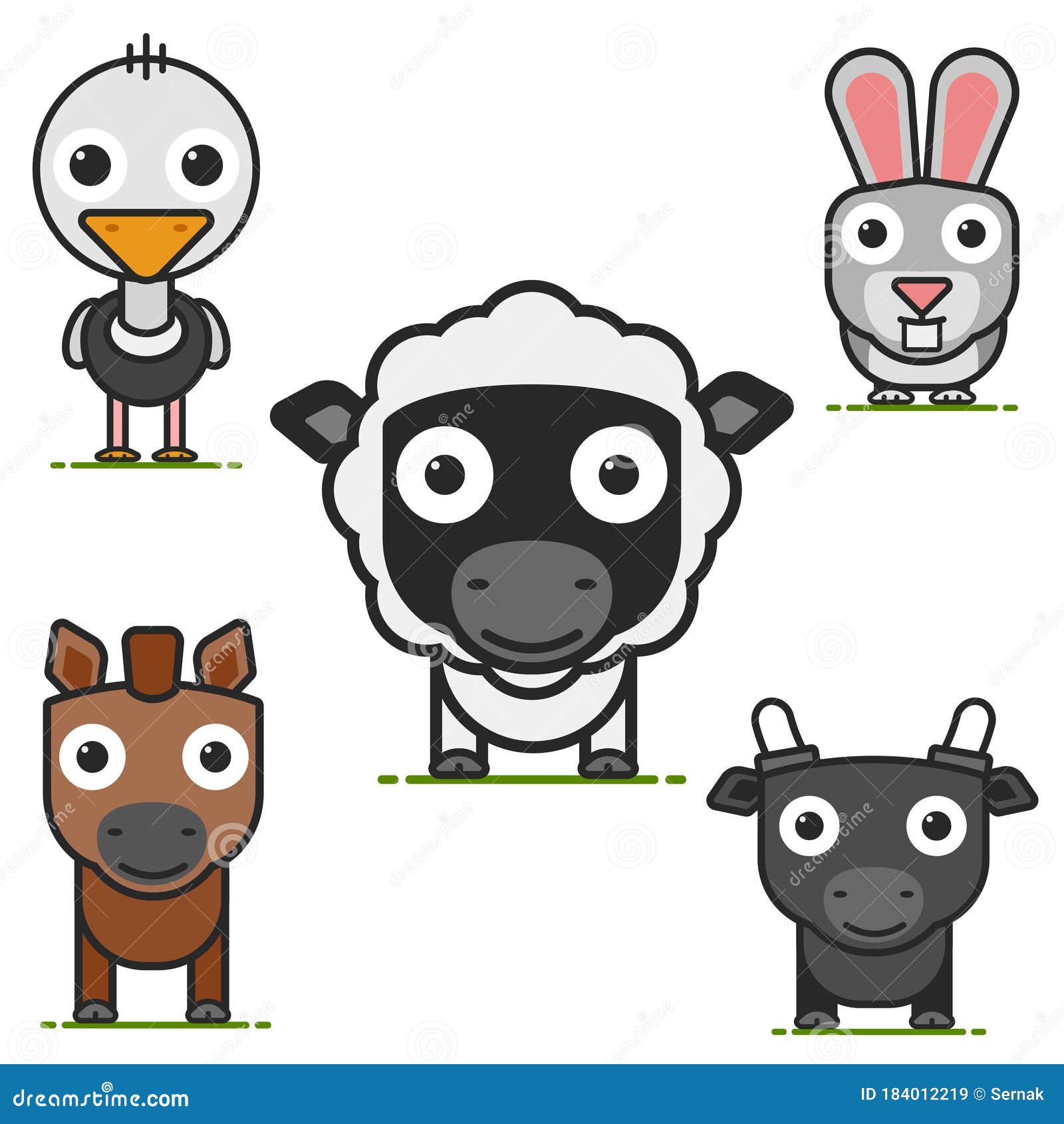 Serie De Animales De Granja De Dibujos Animados De Estilo Plano Ilustración del Vector - Ilustración de vaca, historieta: 184012219 Serie De Animales De Granja De Dibujos Animados De Estilo Plano Ilustración del Vector - Ilustración de vaca, historieta: 184012219