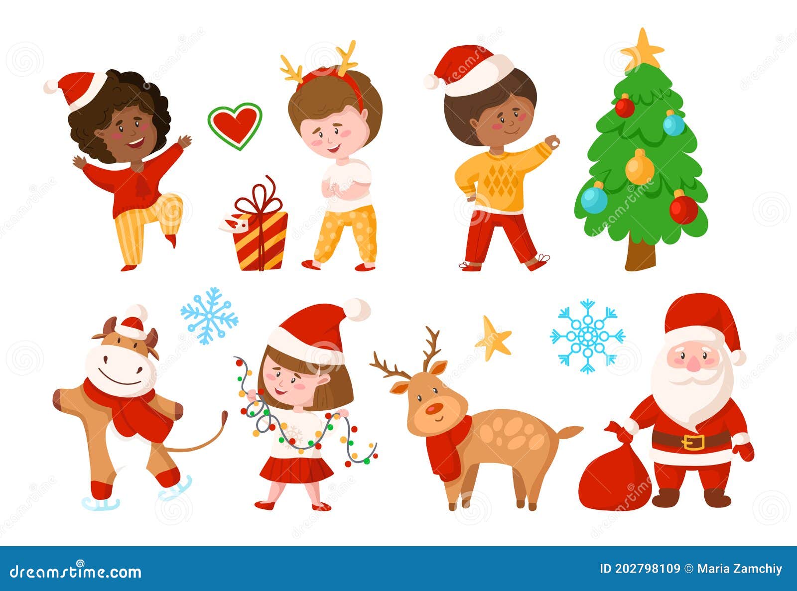 Serie De Dibujos Animados Para Niños De Navidad Vector Ilustración del  Vector - Ilustración de afro, moderno: 202798109