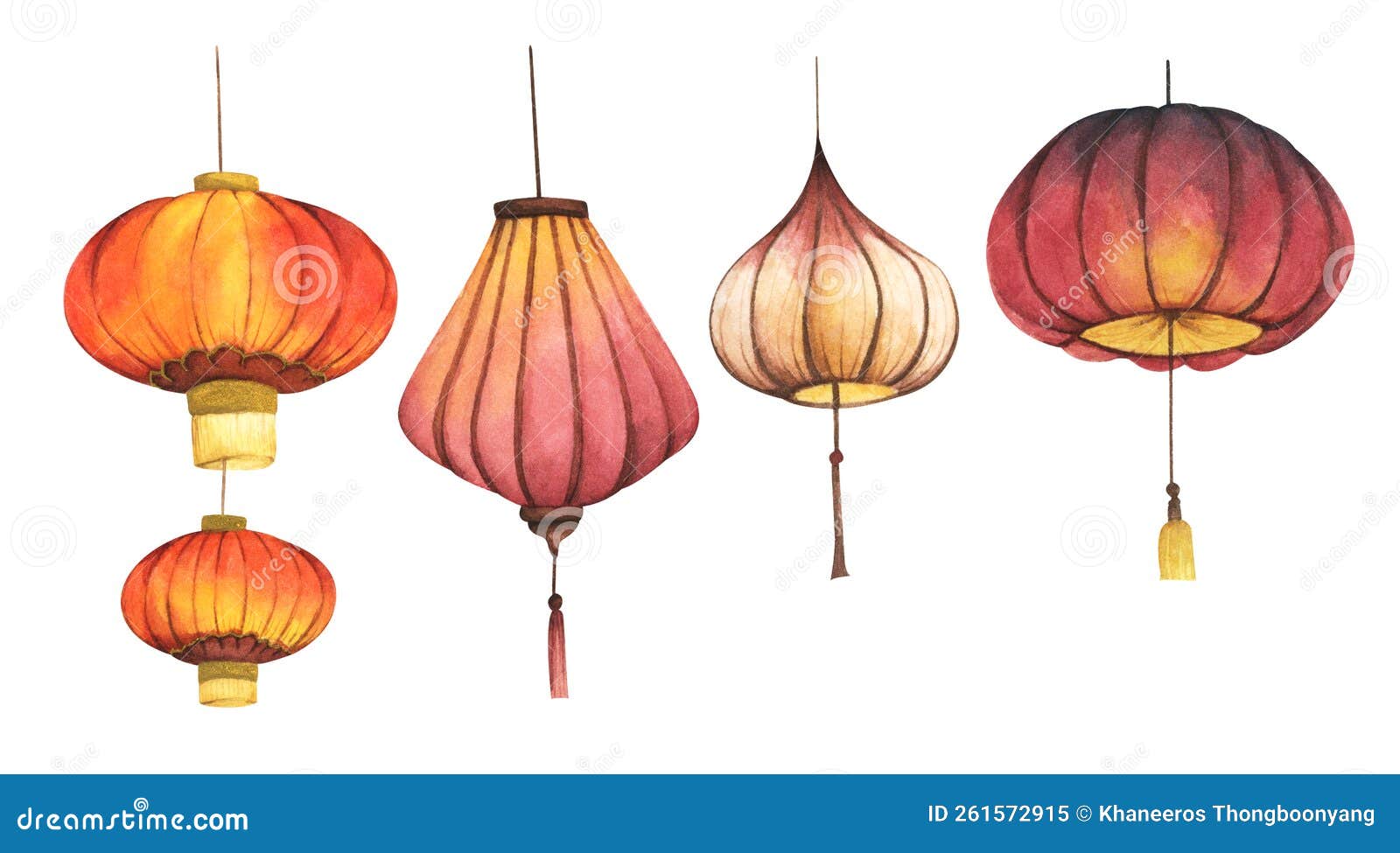 Serie Di Lanterne Di Carta Cinesi Tradizionali. Filigrana Illustrazione di  Stock - Illustrazione di gruppo, illustrazione: 261572915
