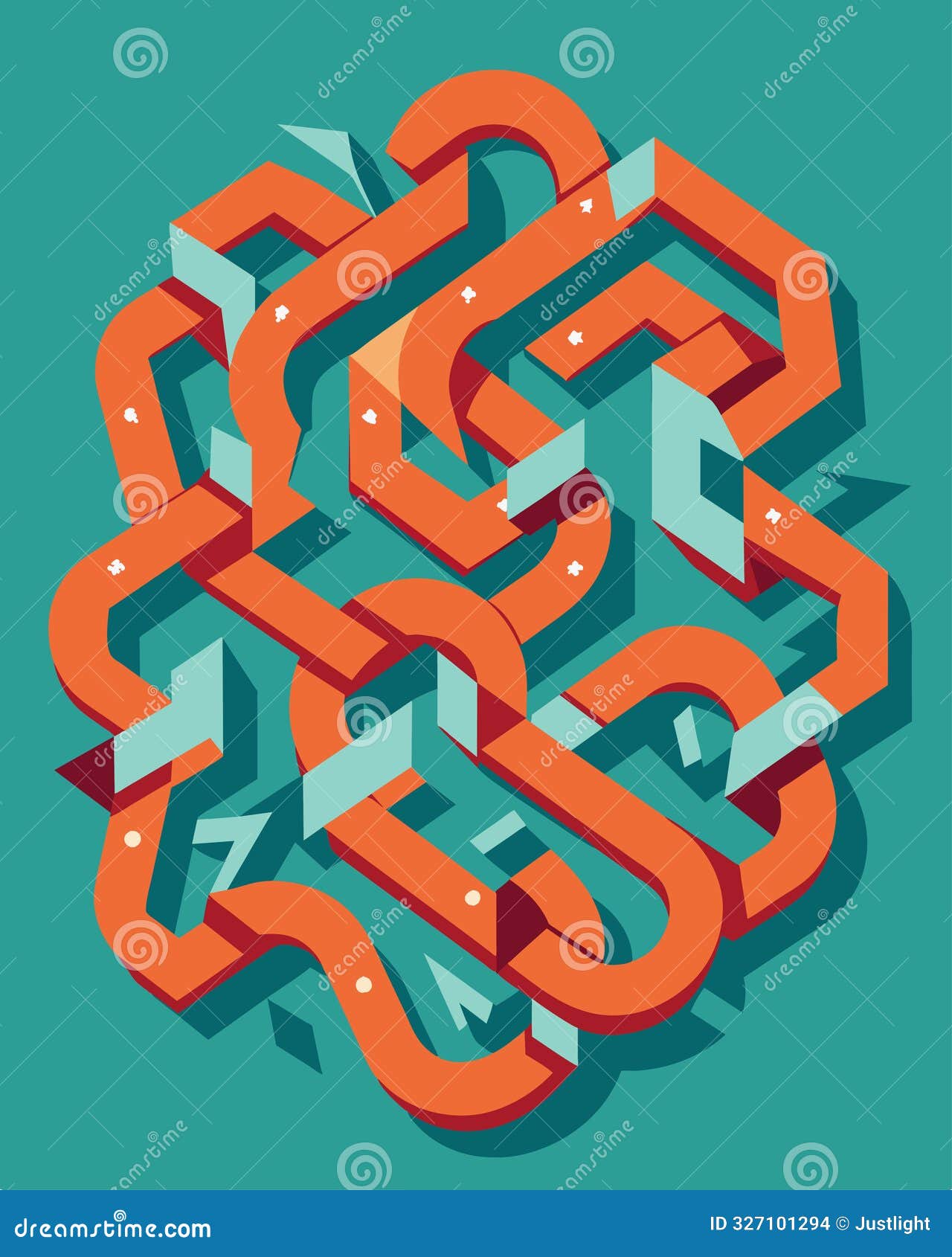 a series of broken chains tered in a mazelike pattern representing the confusion and disorientation of thoughts.. 