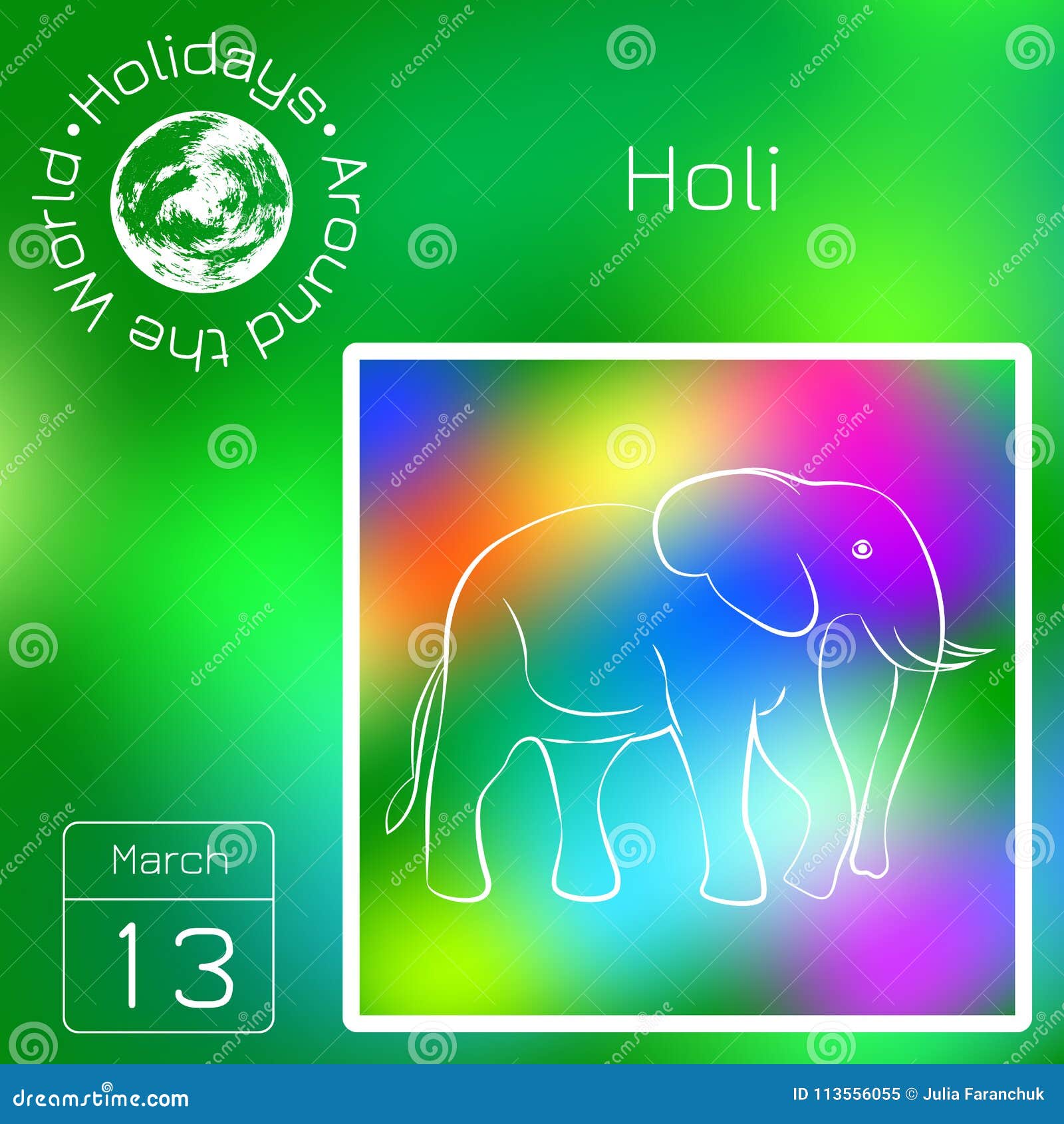 Series Calendar. Holidays Around the World. Event of Each Day of the Year.  Holi Indian Holiday Stock Illustration - Illustration of websites,  background: 113556055