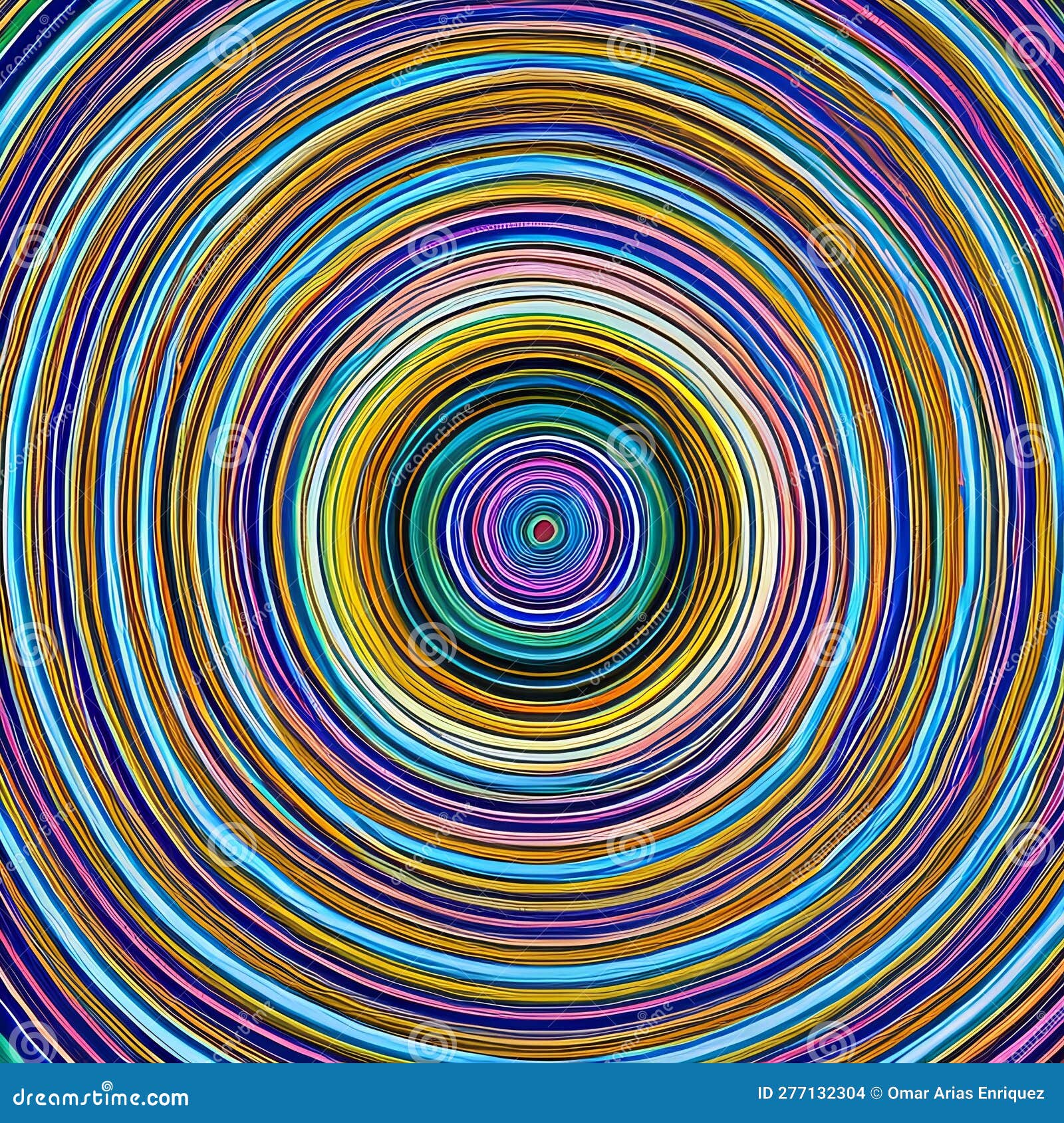 a series of concentric circles in shades of blue and green, with a bright pink dot in the center2, generative ai