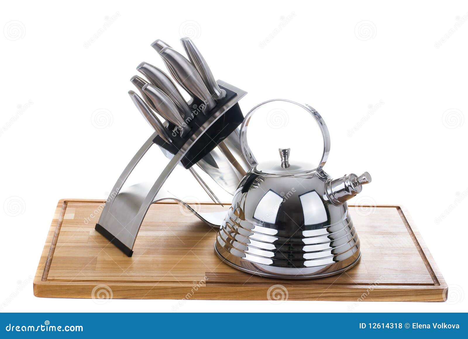 Series of Images of Kitchen Ware. Teapot and Knife Stock Photo Image