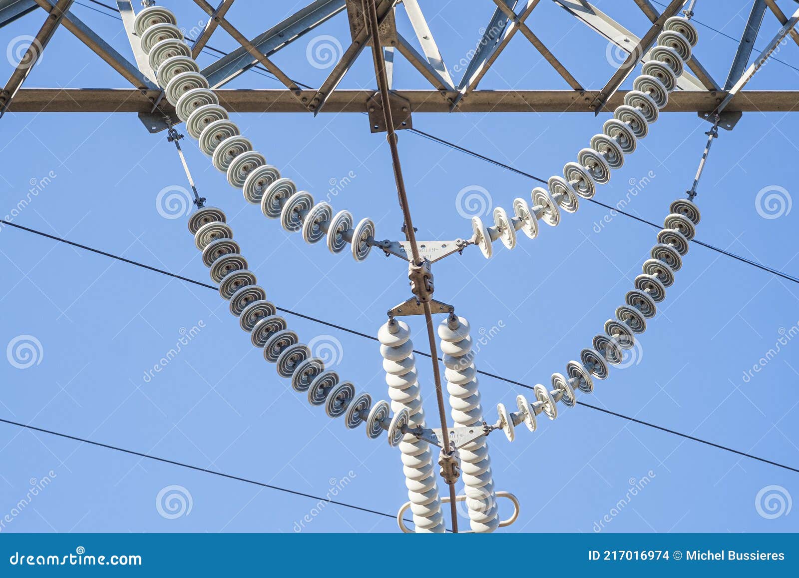Electrical Insulators in on a Phylon Electrical Power Line Stock Photo Image of carry, atoms