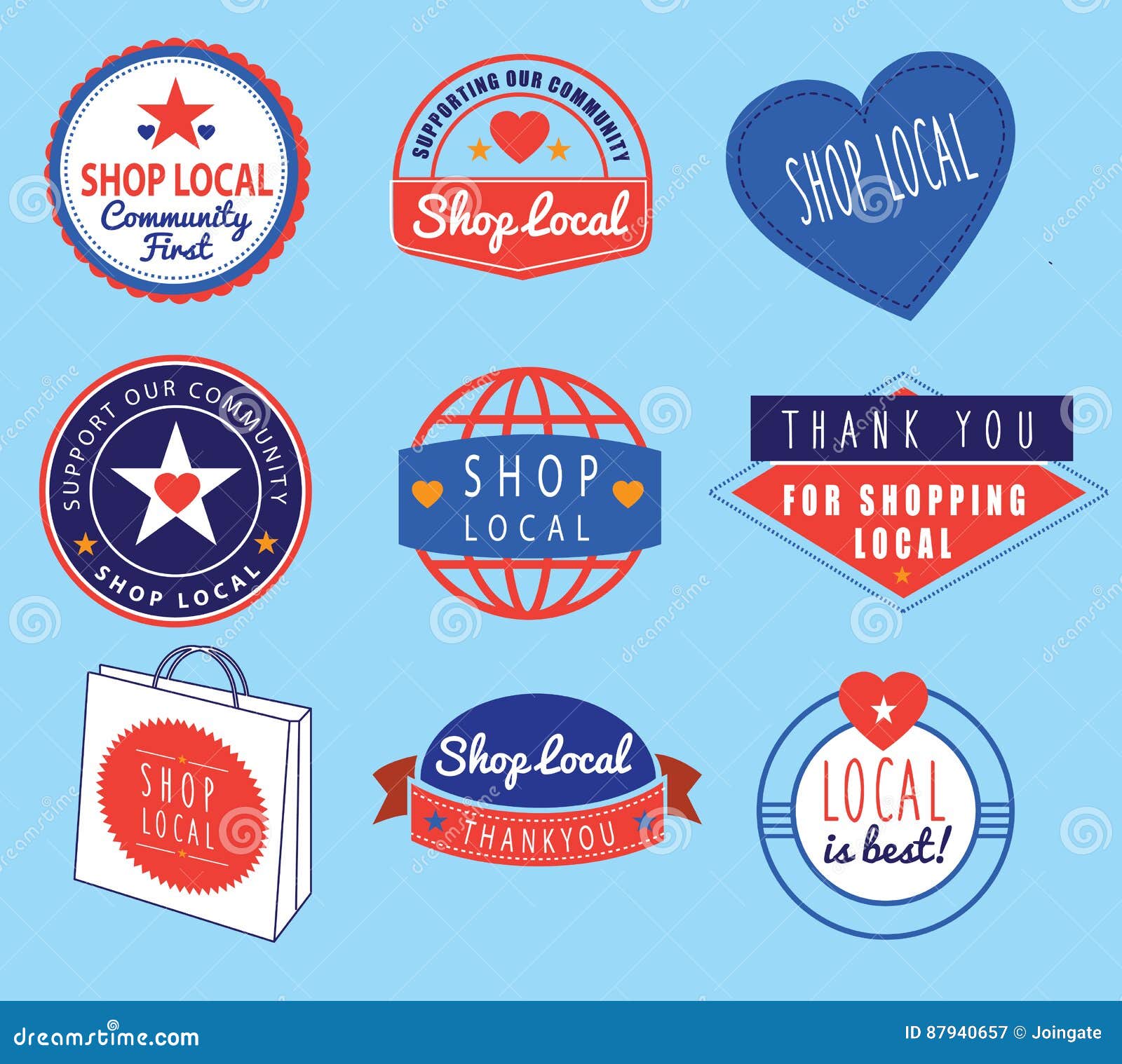 series of vintage retro logos based on shop local theme