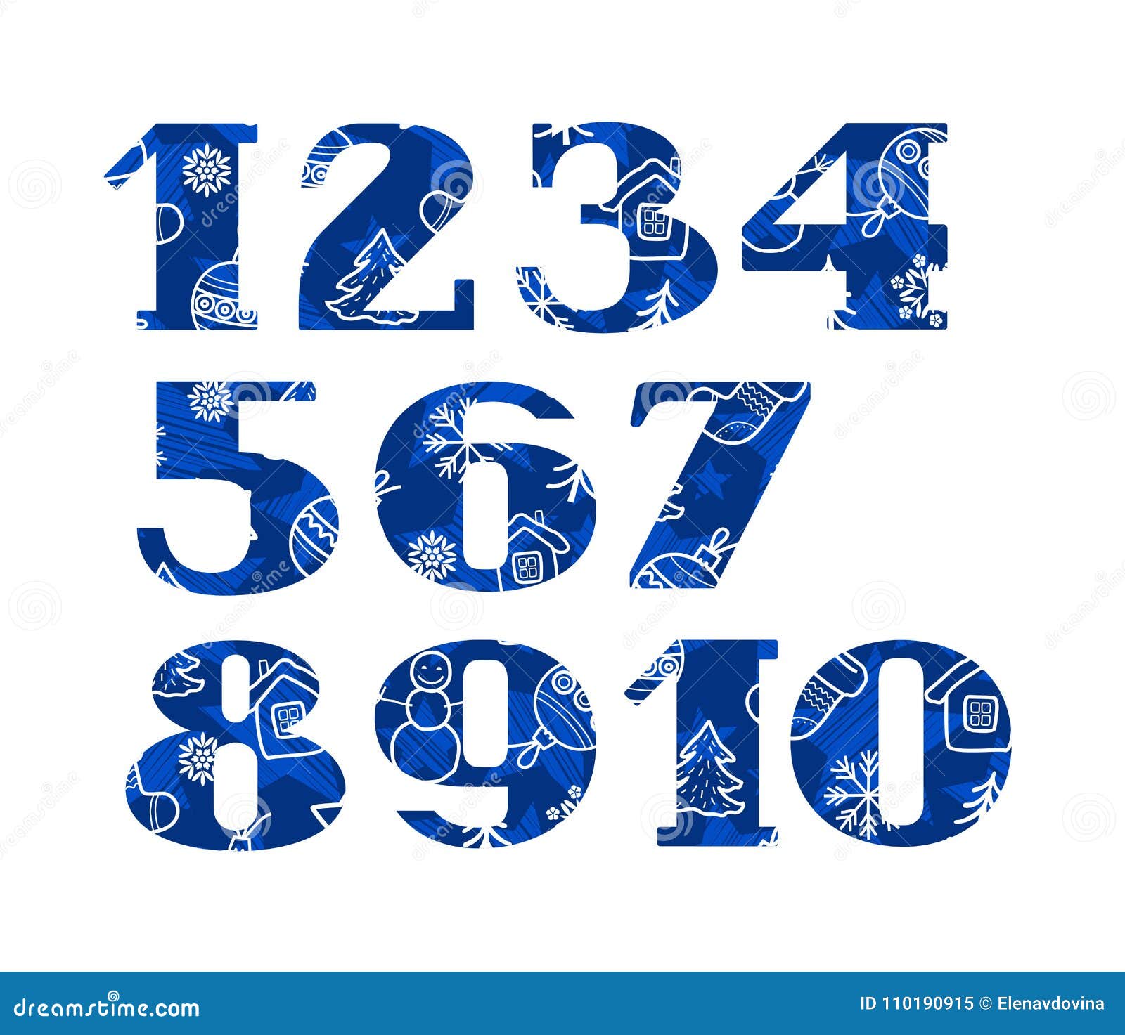Download Numbers, Christmas Font, Winter, Blue, Vector. Stock ...