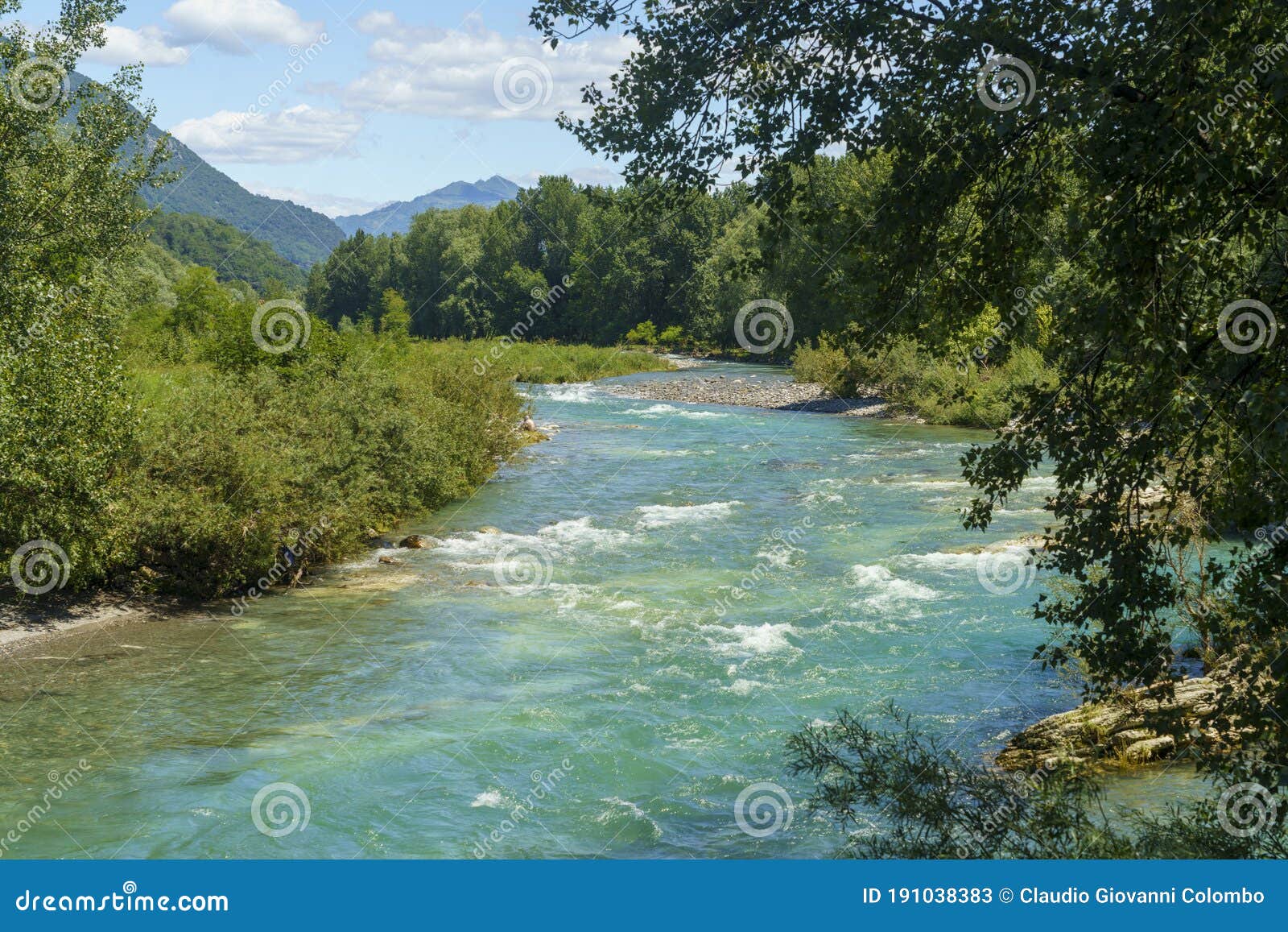 serio river along the cycleway of val seriana at nembro