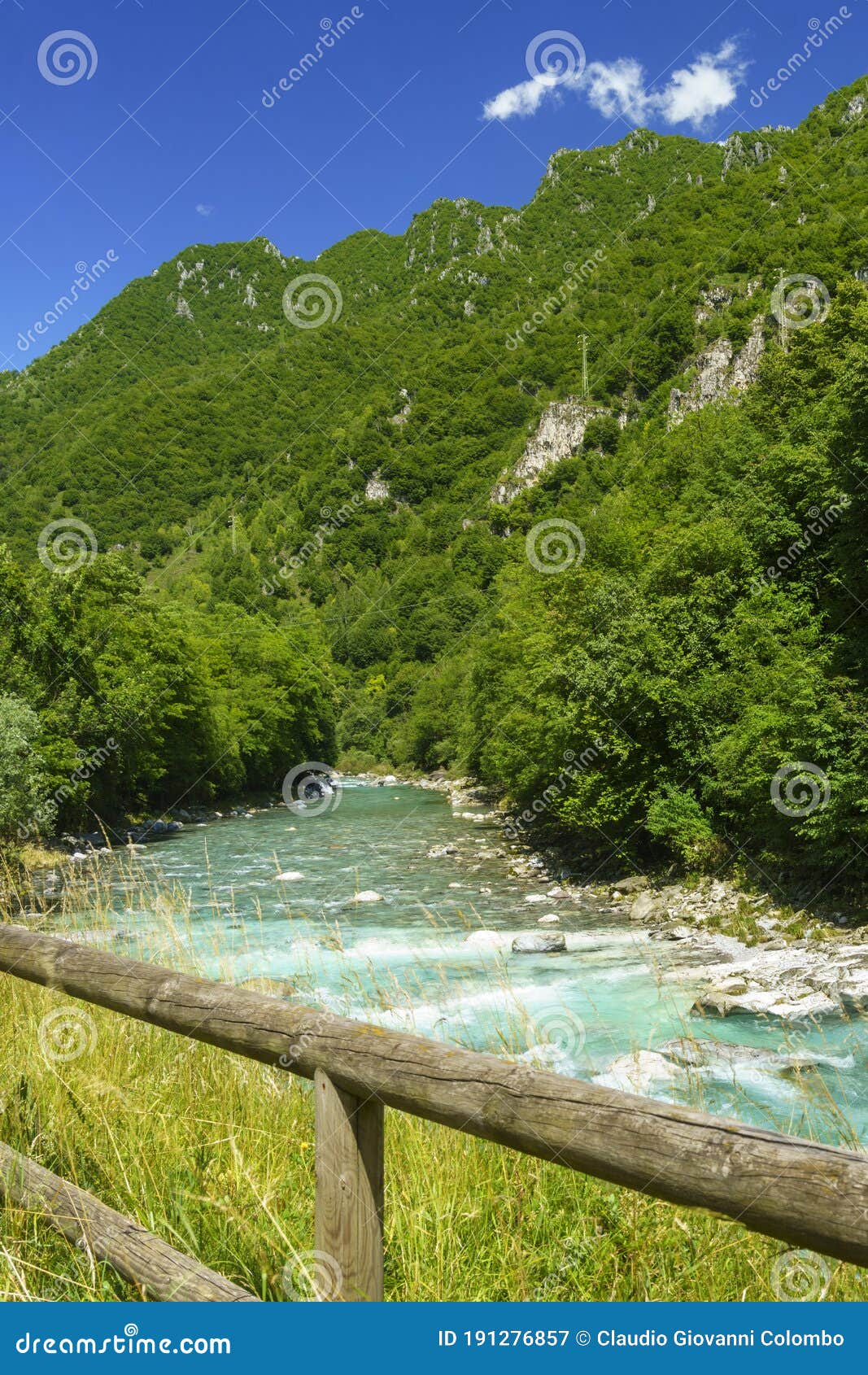 serio river along the cycleway of val seriana at ponte nossa