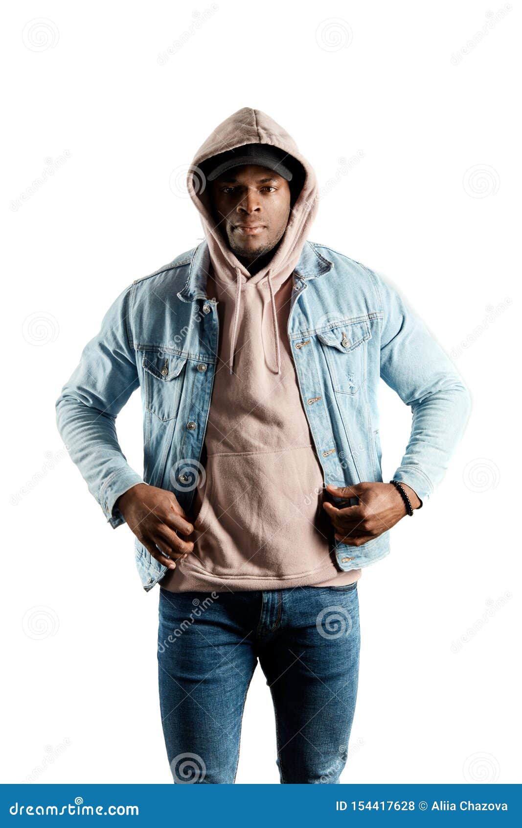 Serious Afro Man in Hoody and Jacket Looking at the Camera. Stock Photo ...