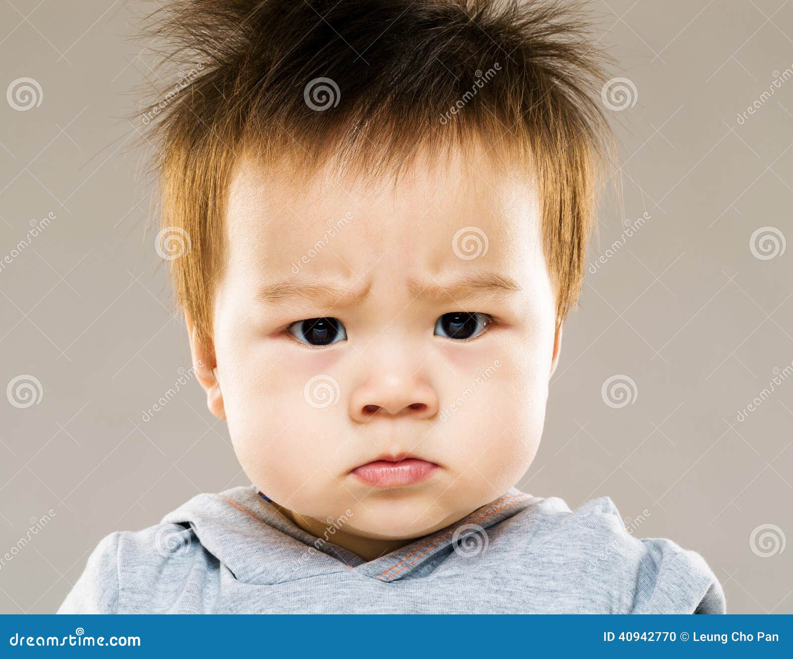 Serious Asia Baby Boy Eyebrow Frown Stock Photo - Image ...