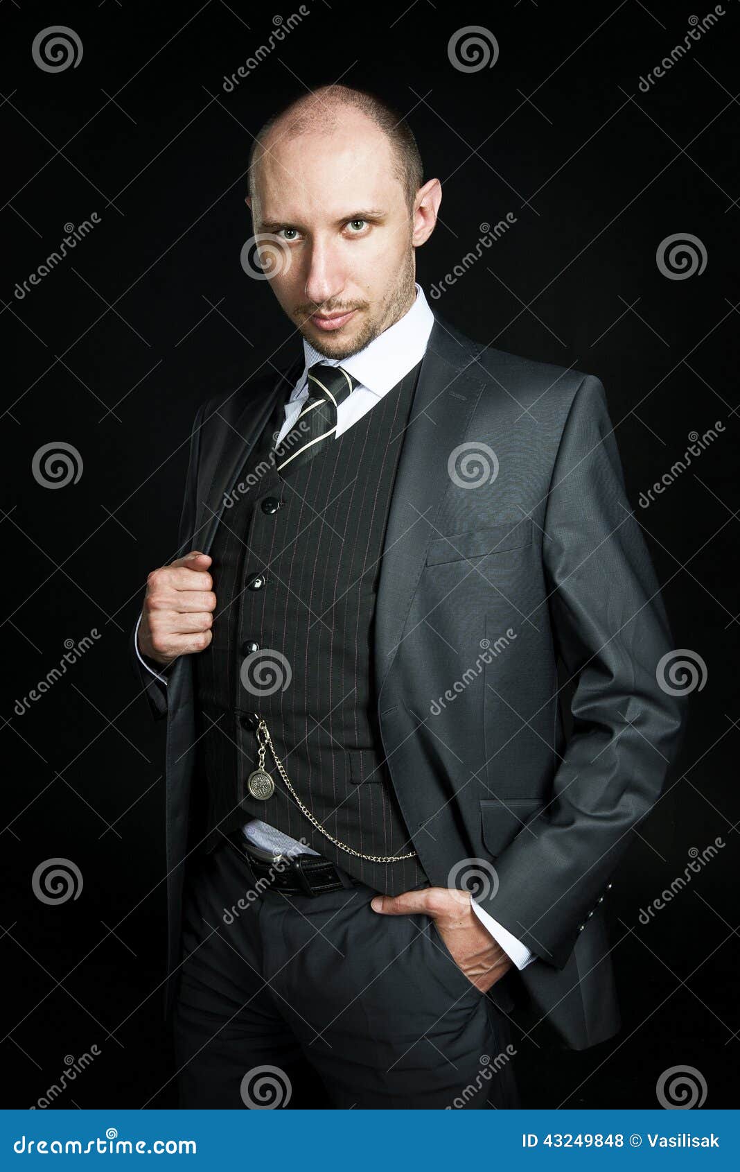 Serious bald businessman stock photo. Image of serious - 43249848