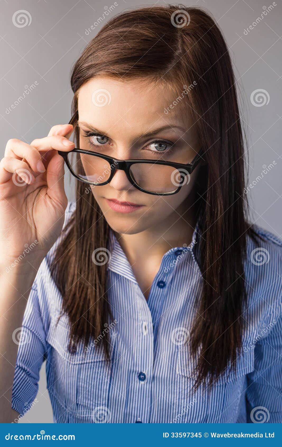 Serious Holding Glasses Posing Stock Image Image of isolated