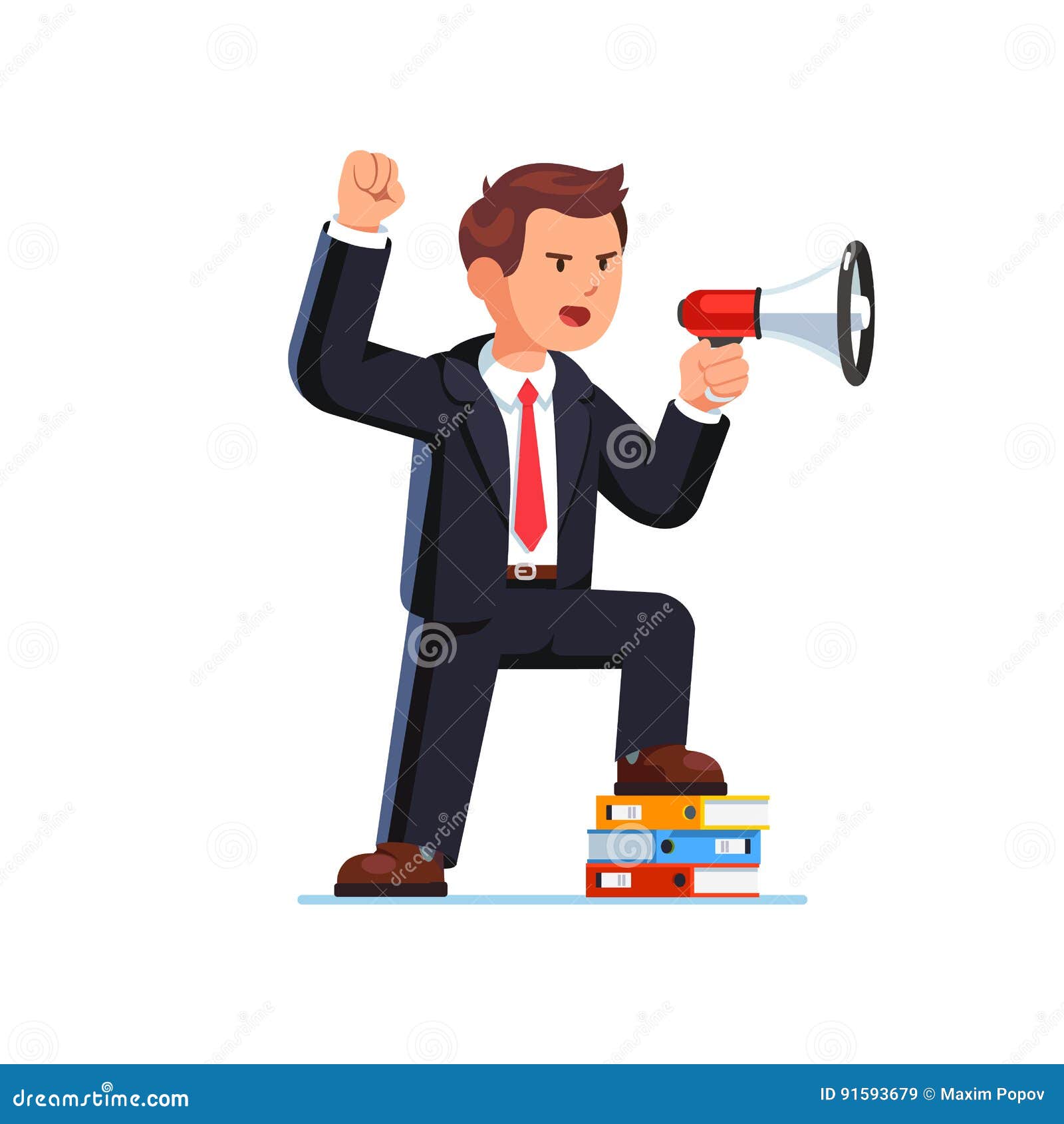 Serious Business Man Shouting through Megaphone Stock Vector - Illustration of isolated, leader: 91593679