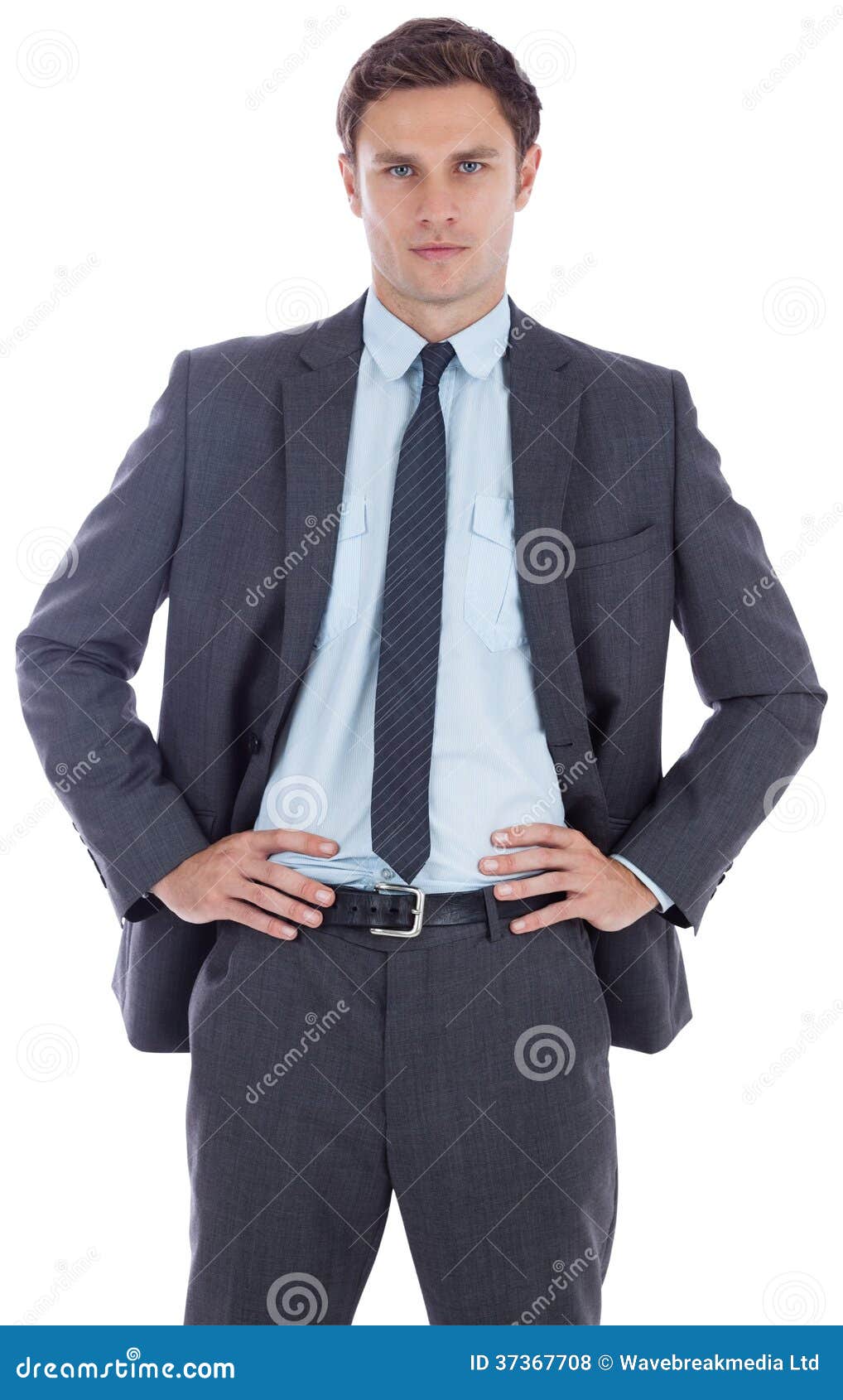 Serious Businessman with Hands on Hips Stock Photo - Image of ...