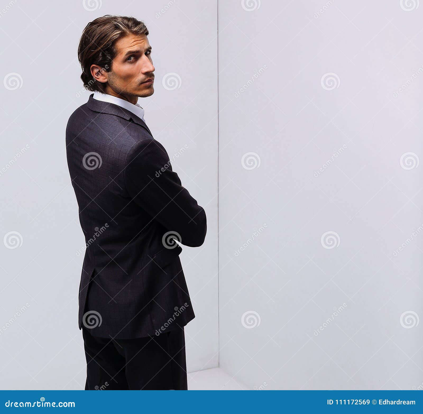 Serious Businessman Standing in Corner Stock Image - Image of lifestyle ...