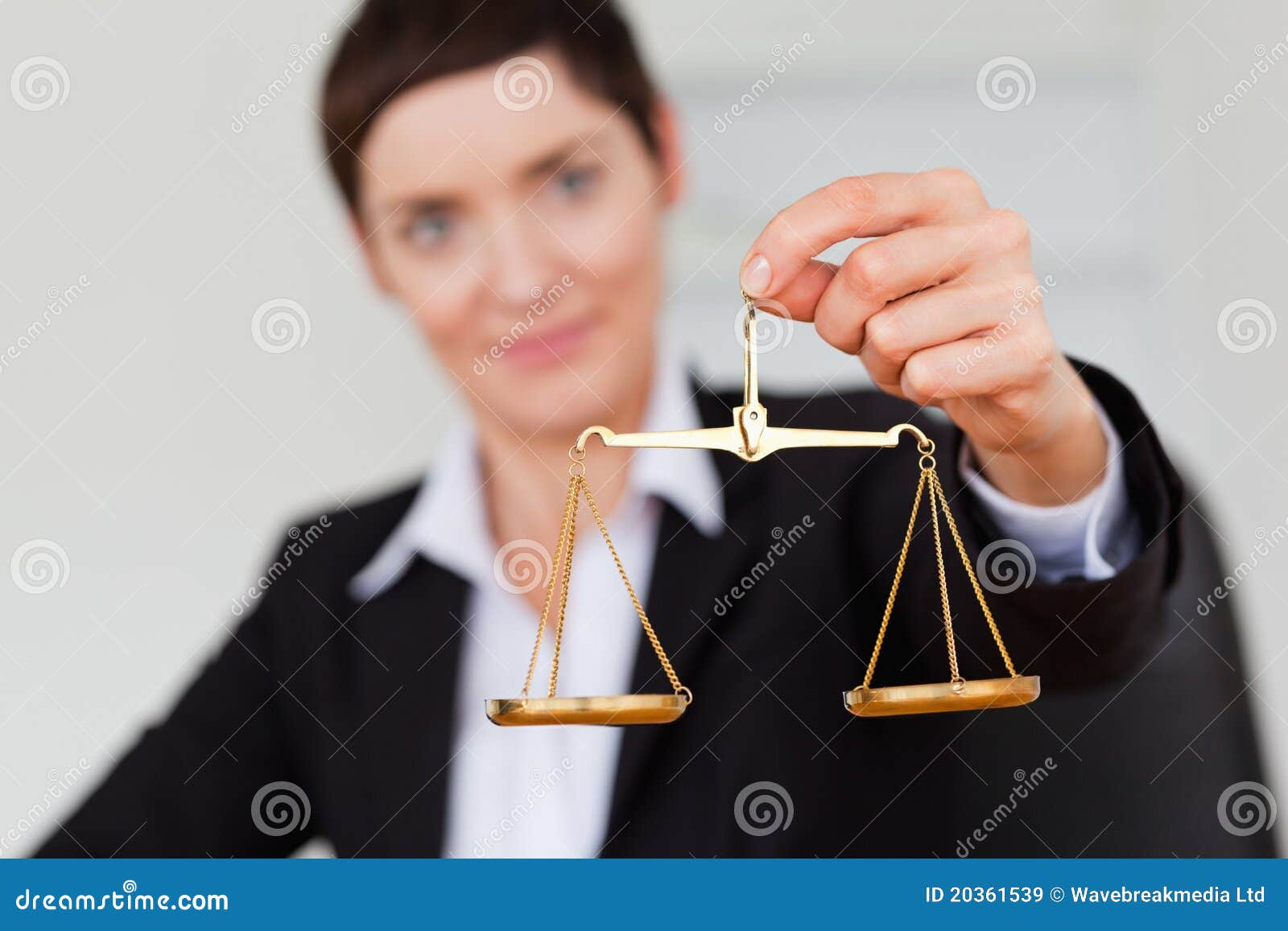 Serious Businesswoman Holding the Justice Scale Stock Image Image of