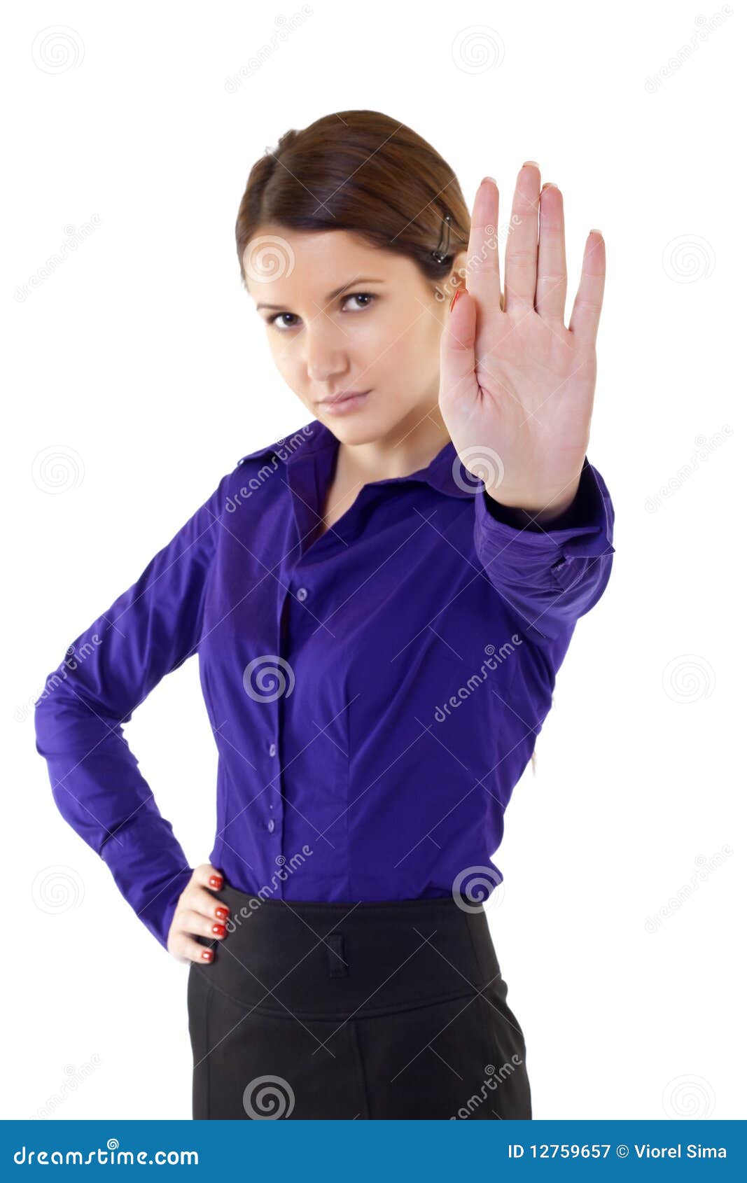 Serious Businesswoman Making Stop Sign Stock Image Image of refusal
