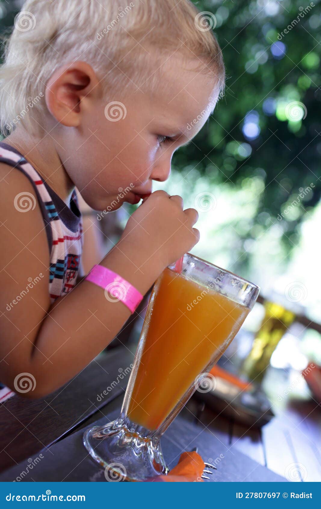 Serious Child Drinking Fresh Juice Stock Image Image of drinking