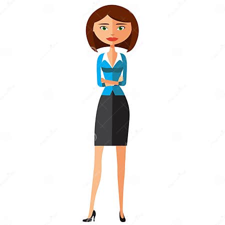 Serious Cute Business Woman. Focused Business Woman. Vector Stock ...
