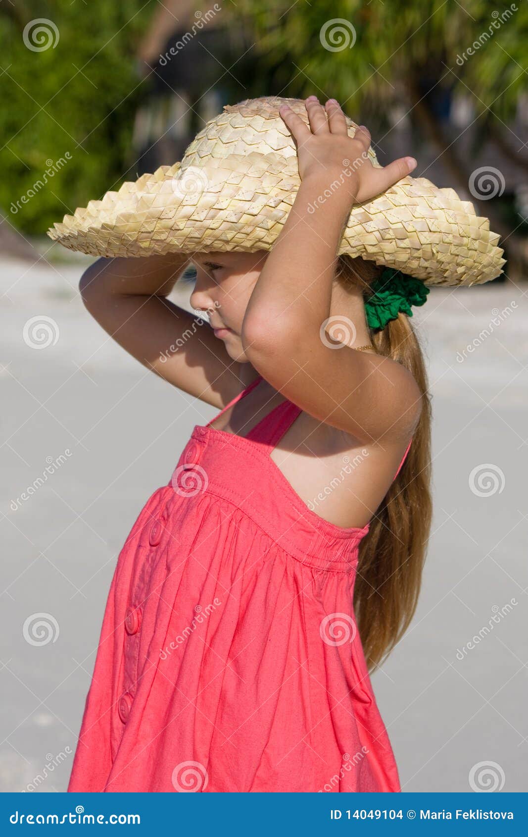 Serious Girl in Hat on the Beach Stock Photo Image of female, girl