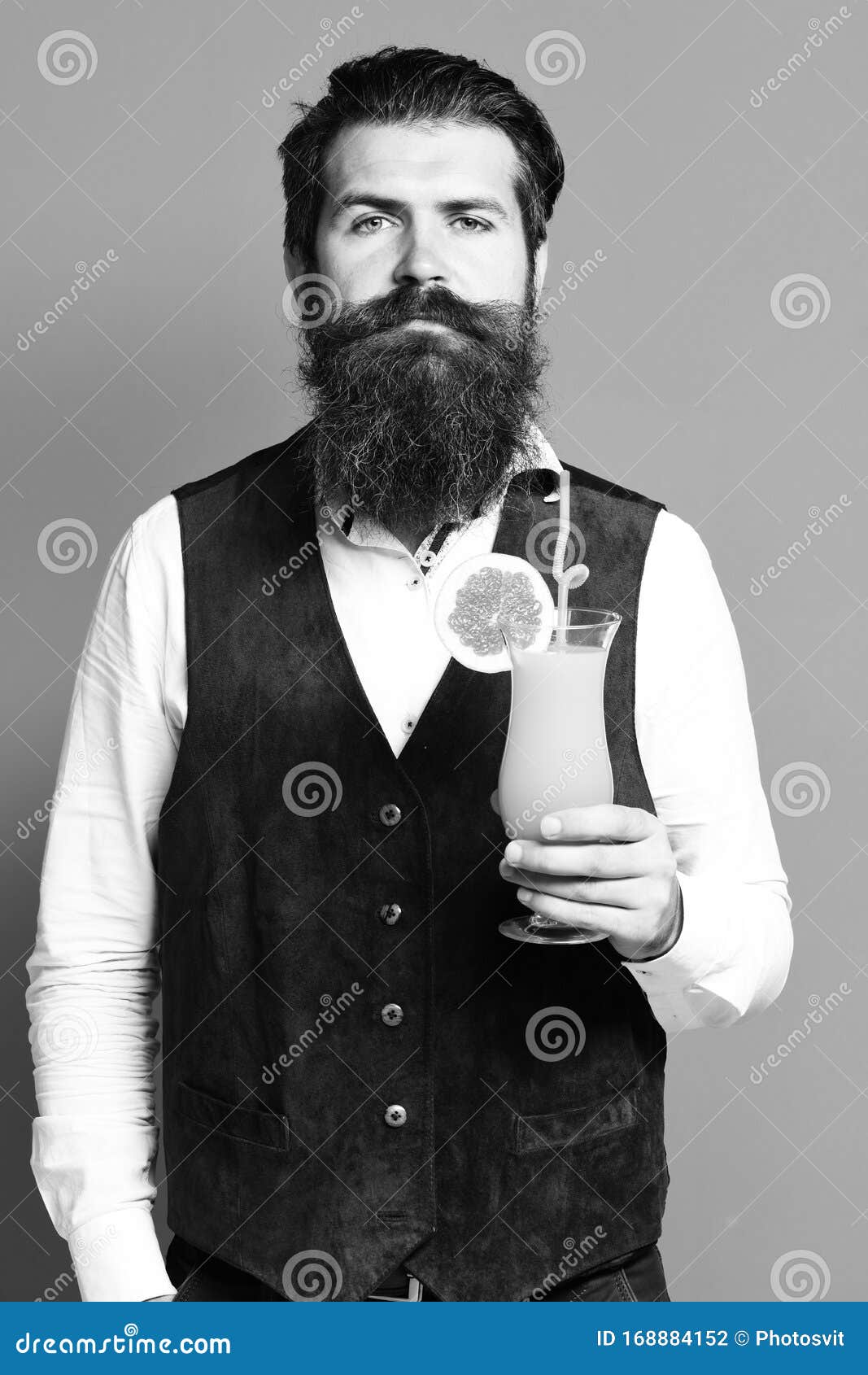 Serious Handsome Bearded Man with Long Beard Stock Photo - Image of ...