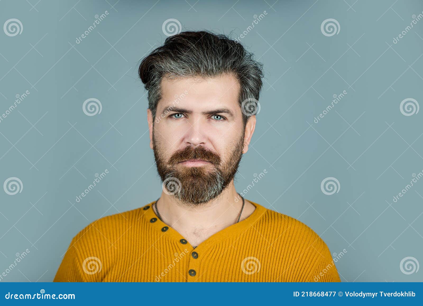 Serious Man Face. Bearded Guy. Human Expression Emotion Concept ...