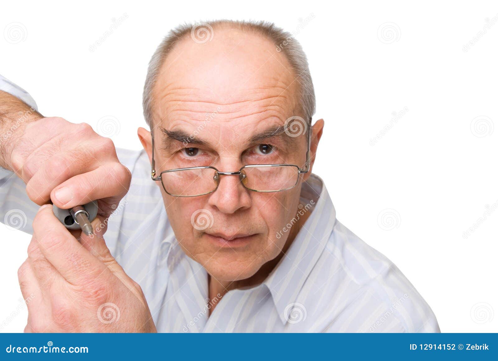 Serious Man in Glasses with Screwdriver Stock Photo Image of human