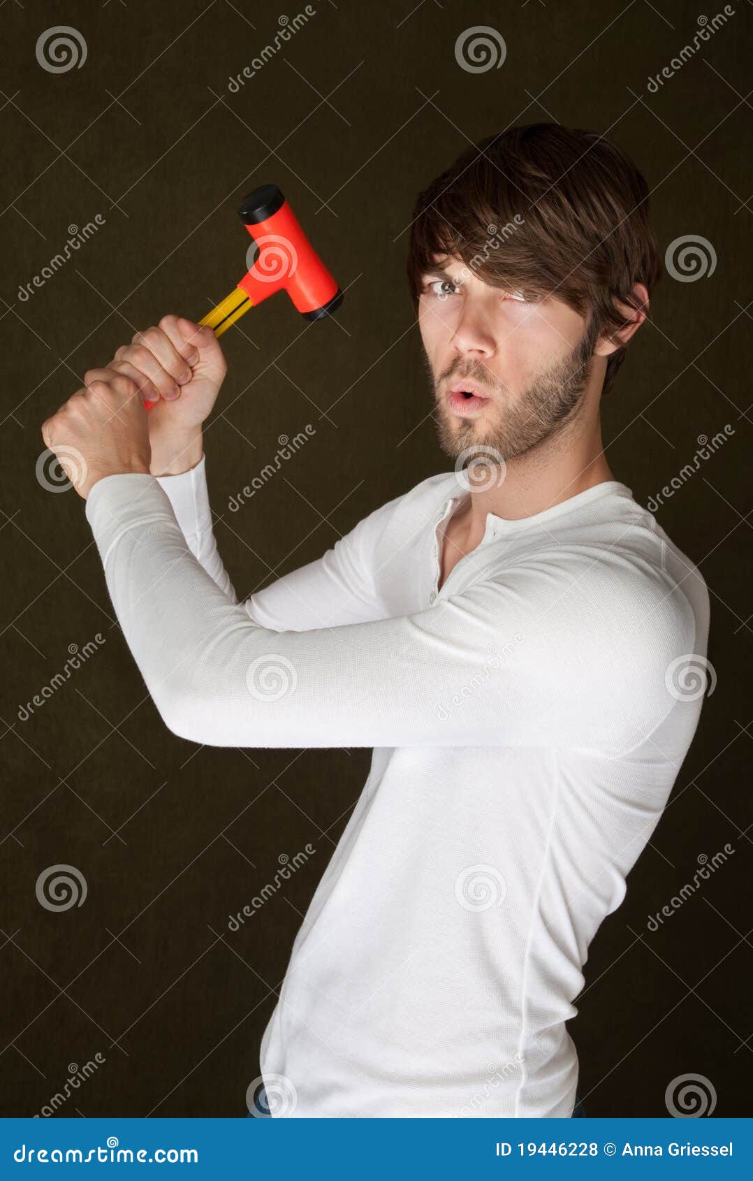 Serious Man with Mallet stock photo. Image of grip, caucasian 19446228