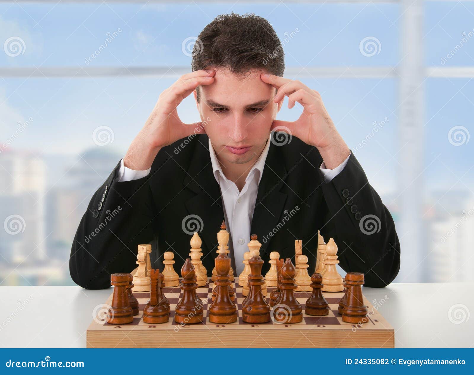 Senior Man Thinking about His Next Move in a Game of Chess Stock Photo -  Image of king, checkmate: 64993646