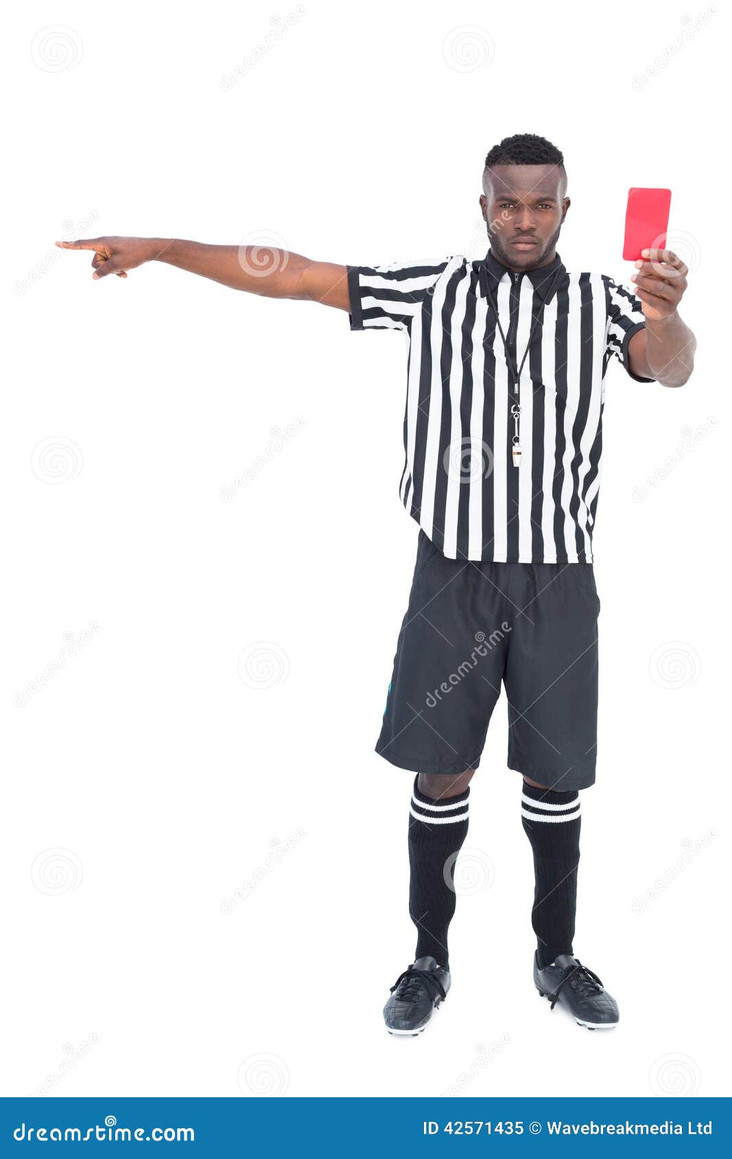 Serious Referee Showing Red Card Stock Image Image of background