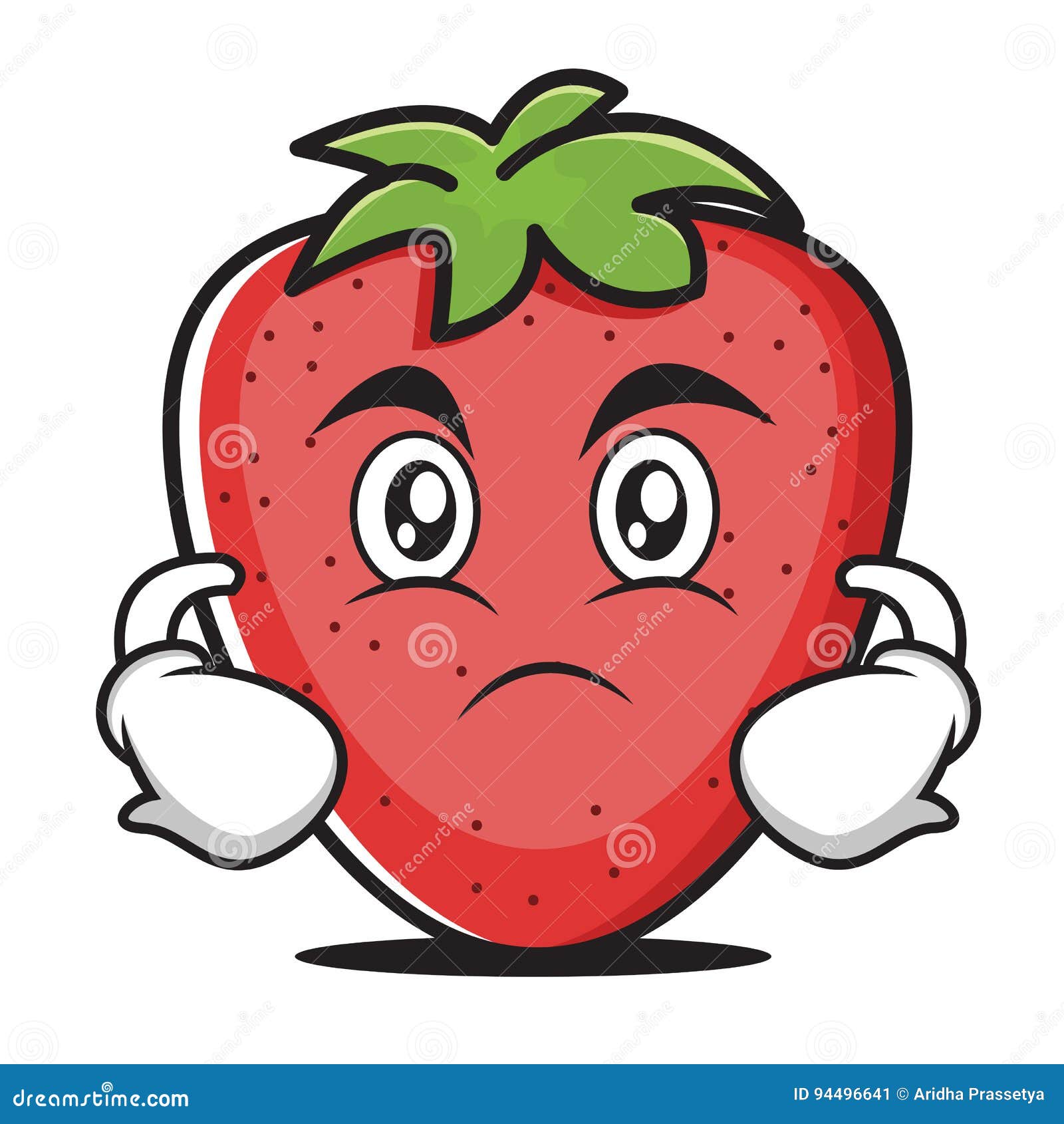 Serious Strawberry Style Cartoon Character Stock Vector Illustration