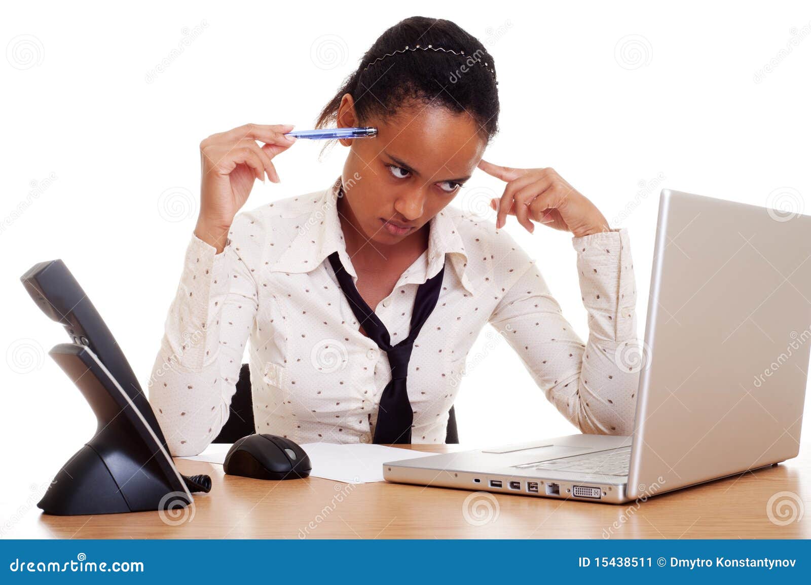 Serious Student Sitting On Her Workplace Stock Image ...