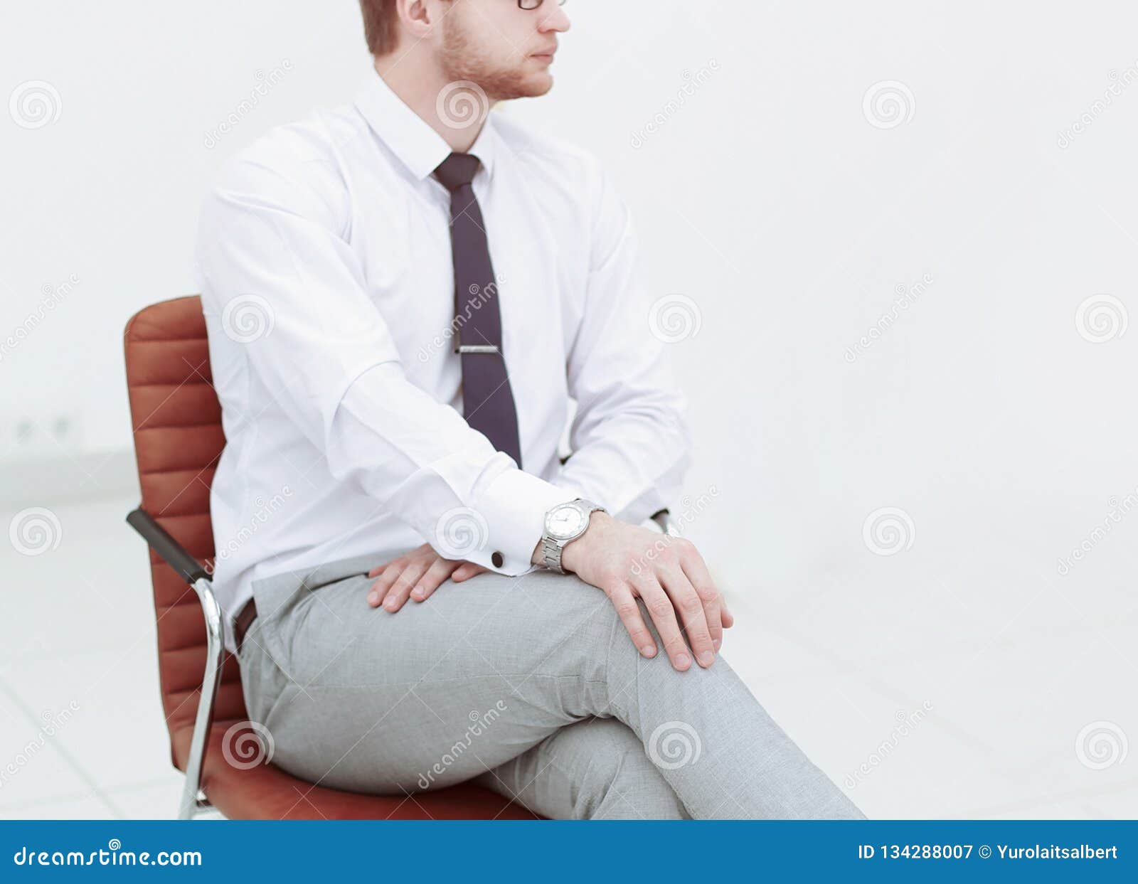 Serious Young Businessman Sitting in Office Chair. Stock Image - Image ...