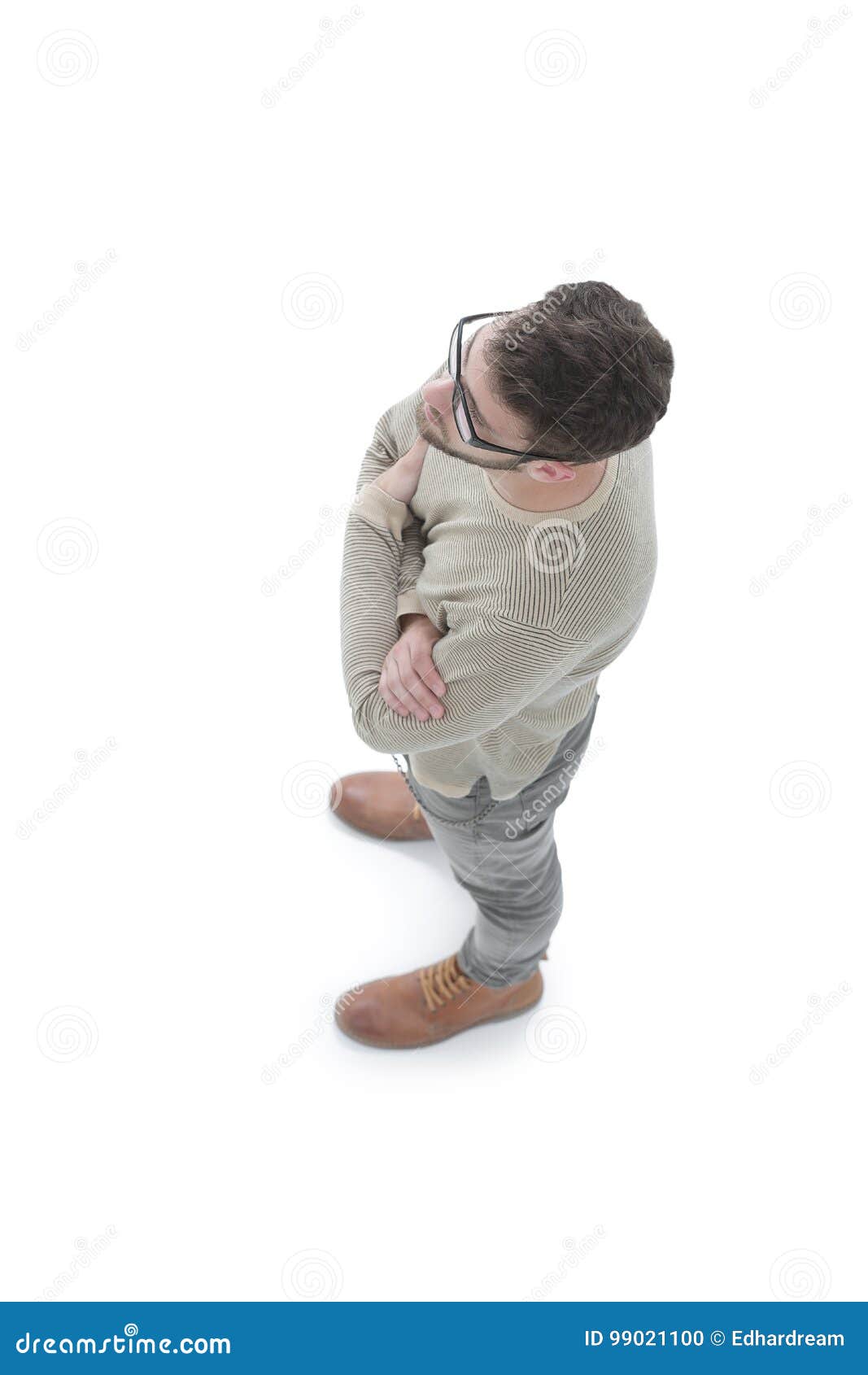 Serious Young Man. Concept of Perspective Stock Photo - Image of
