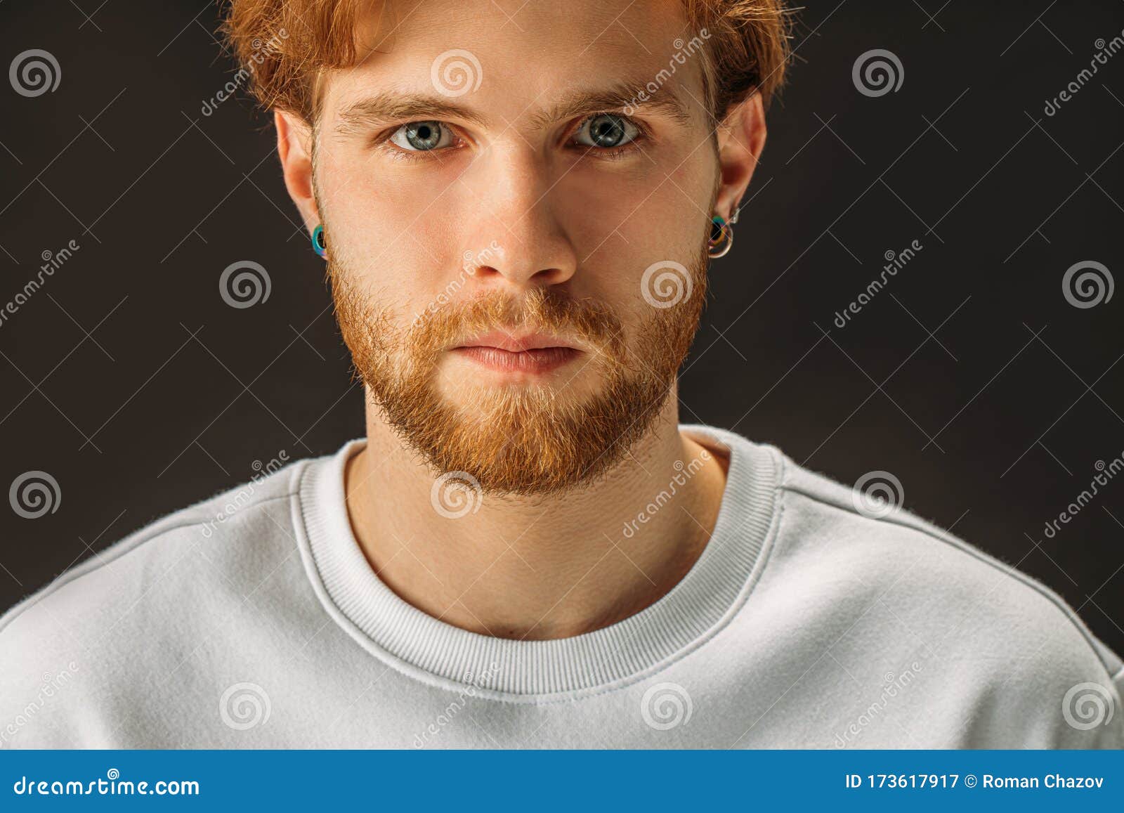 Seriously Looking Caucasian Man with Red Hair and Beard Stock Image - Image  of horizontal, expression: 173617917