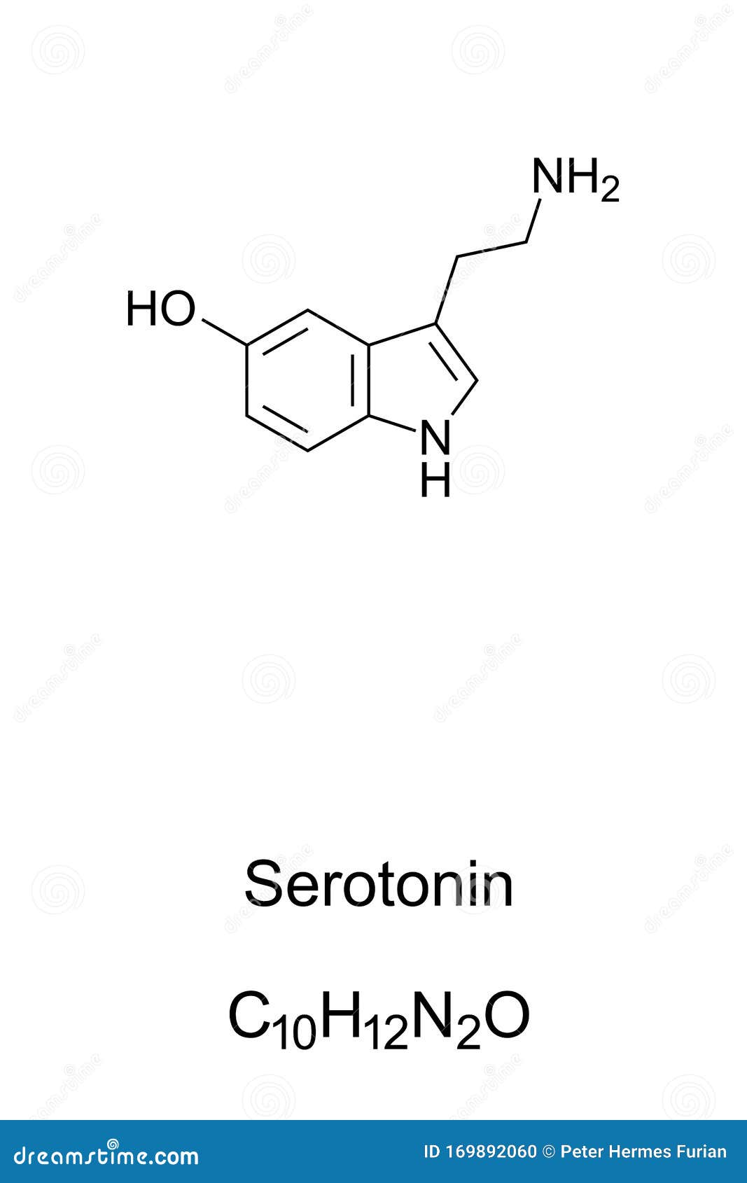 Serotonin Molecule Skeletal Formula Stock Vector Illustration