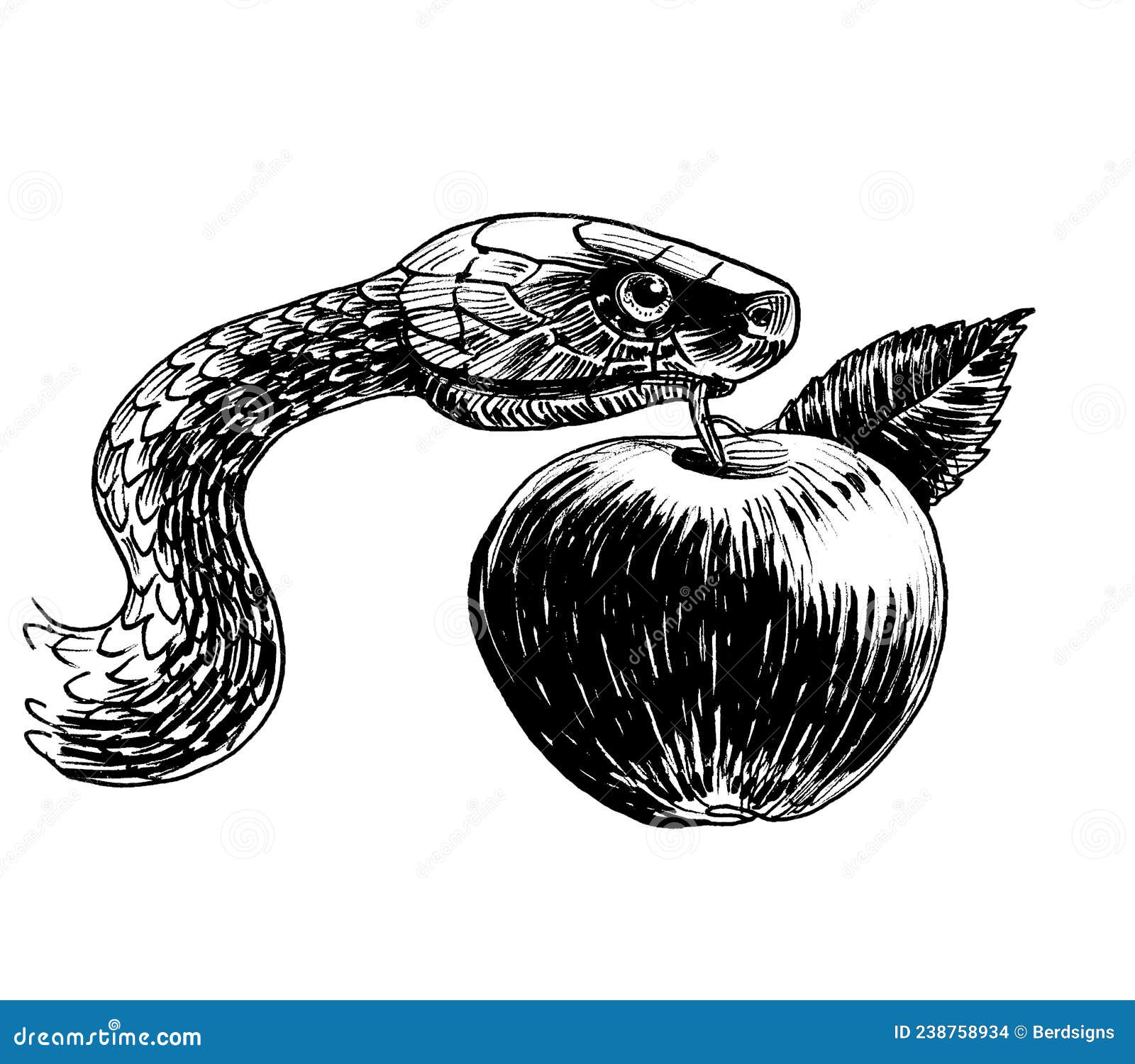 Desenho de Serpente e maçã pintado e colorido por Luisatrigo o dia 01 de  Julho do 2014