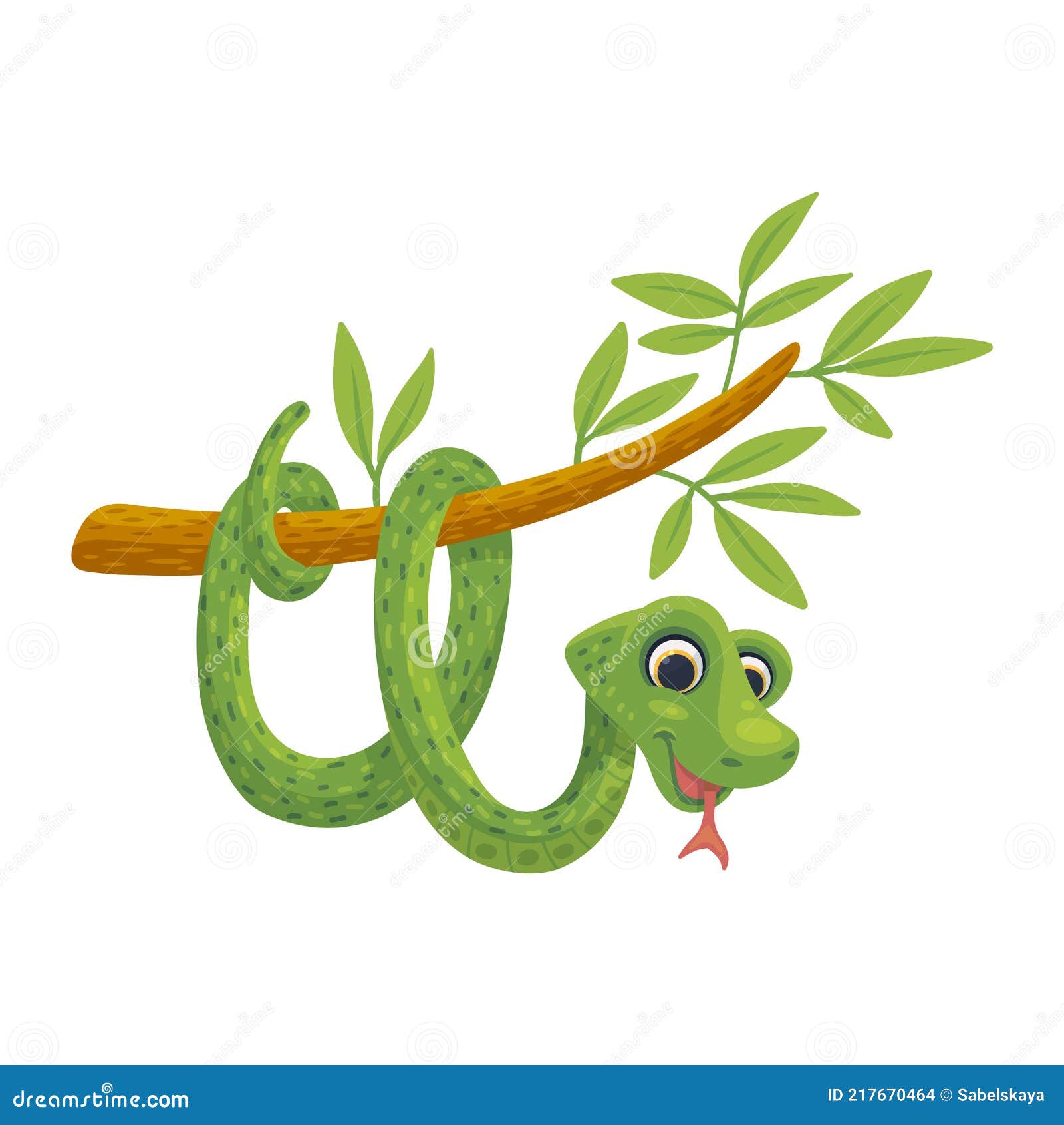 Desenho de cobra verde fofinho