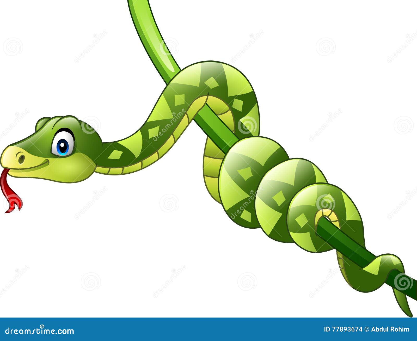 Desenho de cobra verde bonito, Vetor Premium