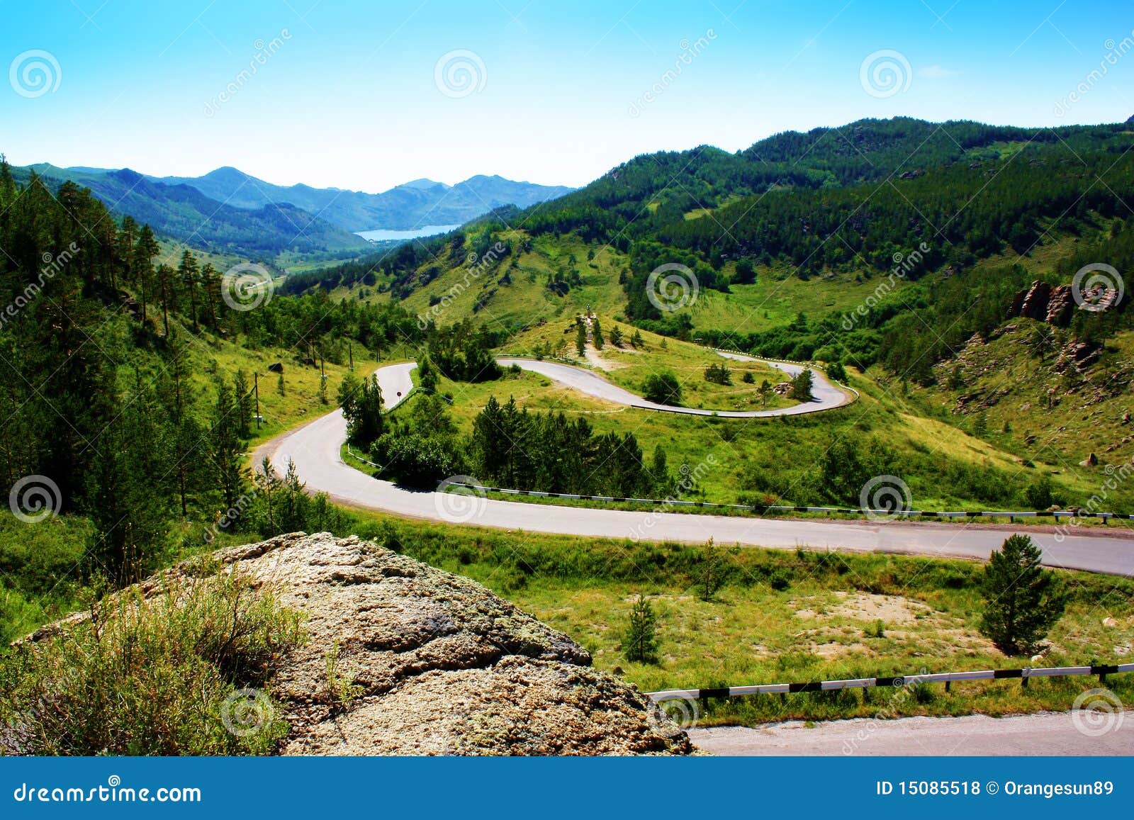 Serpentine Road in Mountains Stock Photo Image of park, sunny 15085518